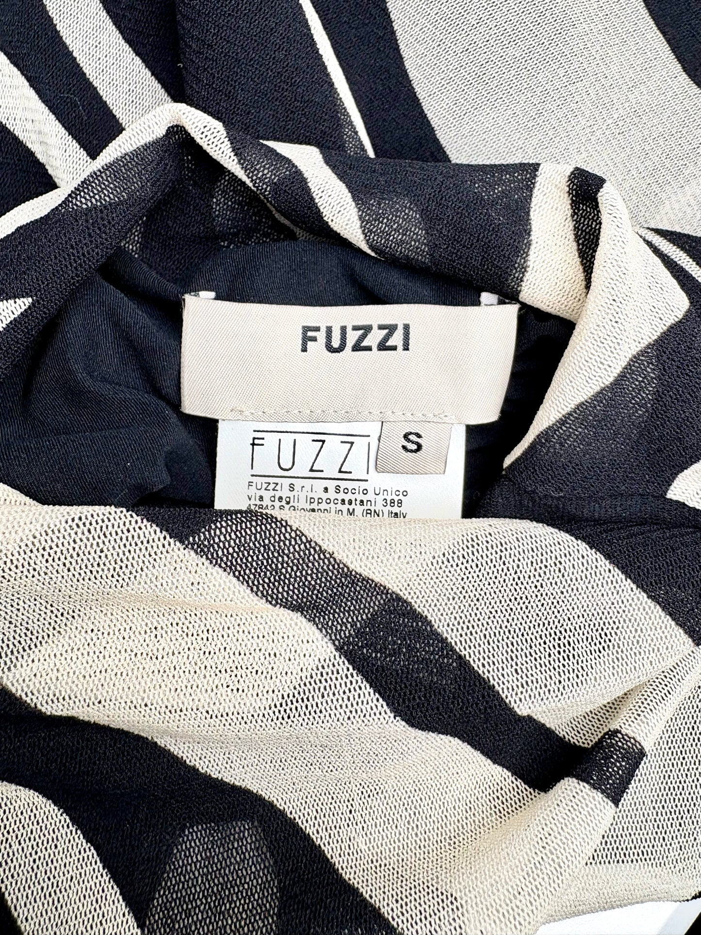 Women Size S Fuzzi Black, Cream Abstract Lines Polyamide Blend Pre-owned Dress