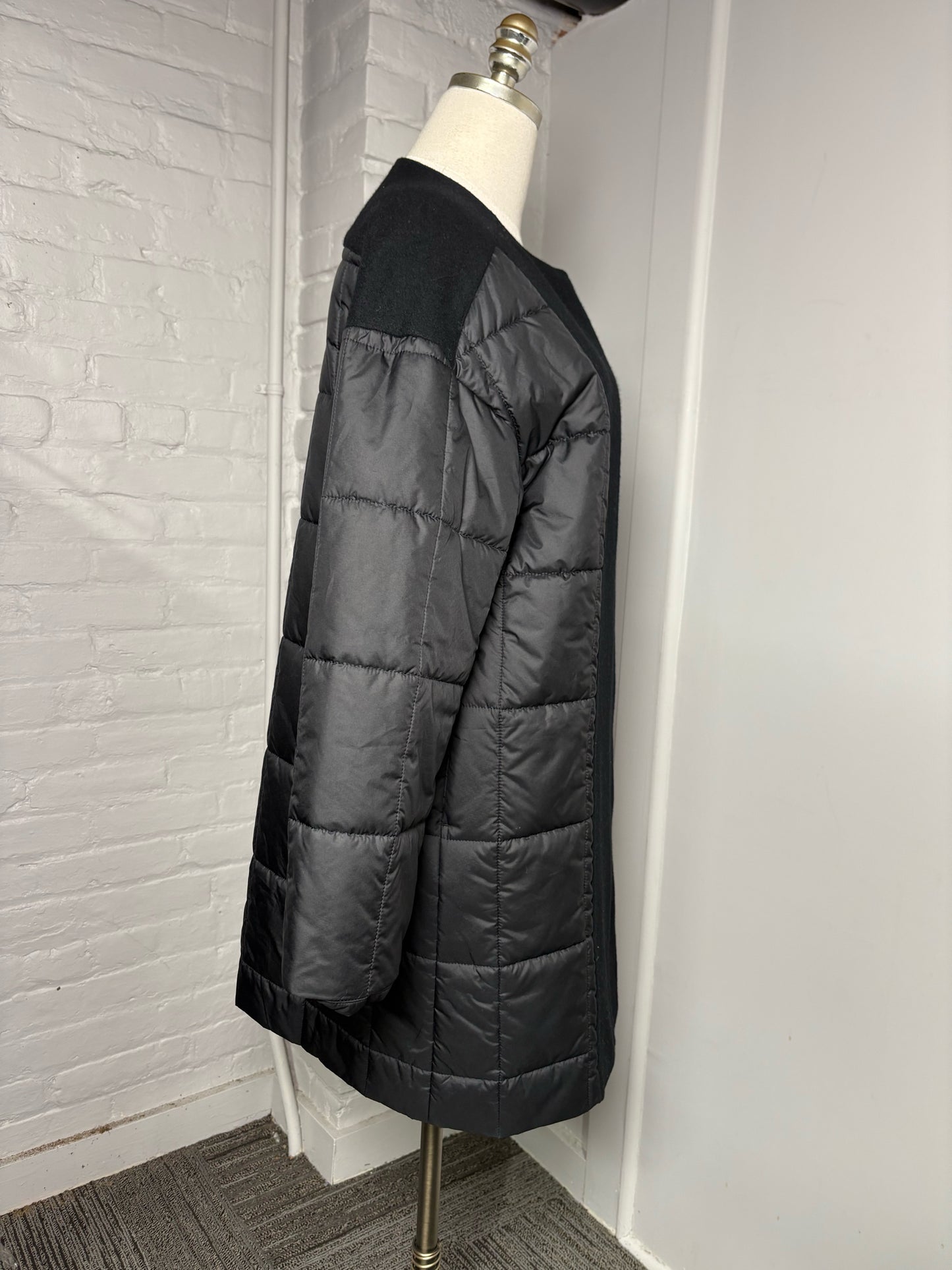 Women Size 36 Heliopole Black Quilted Polyblend Coat