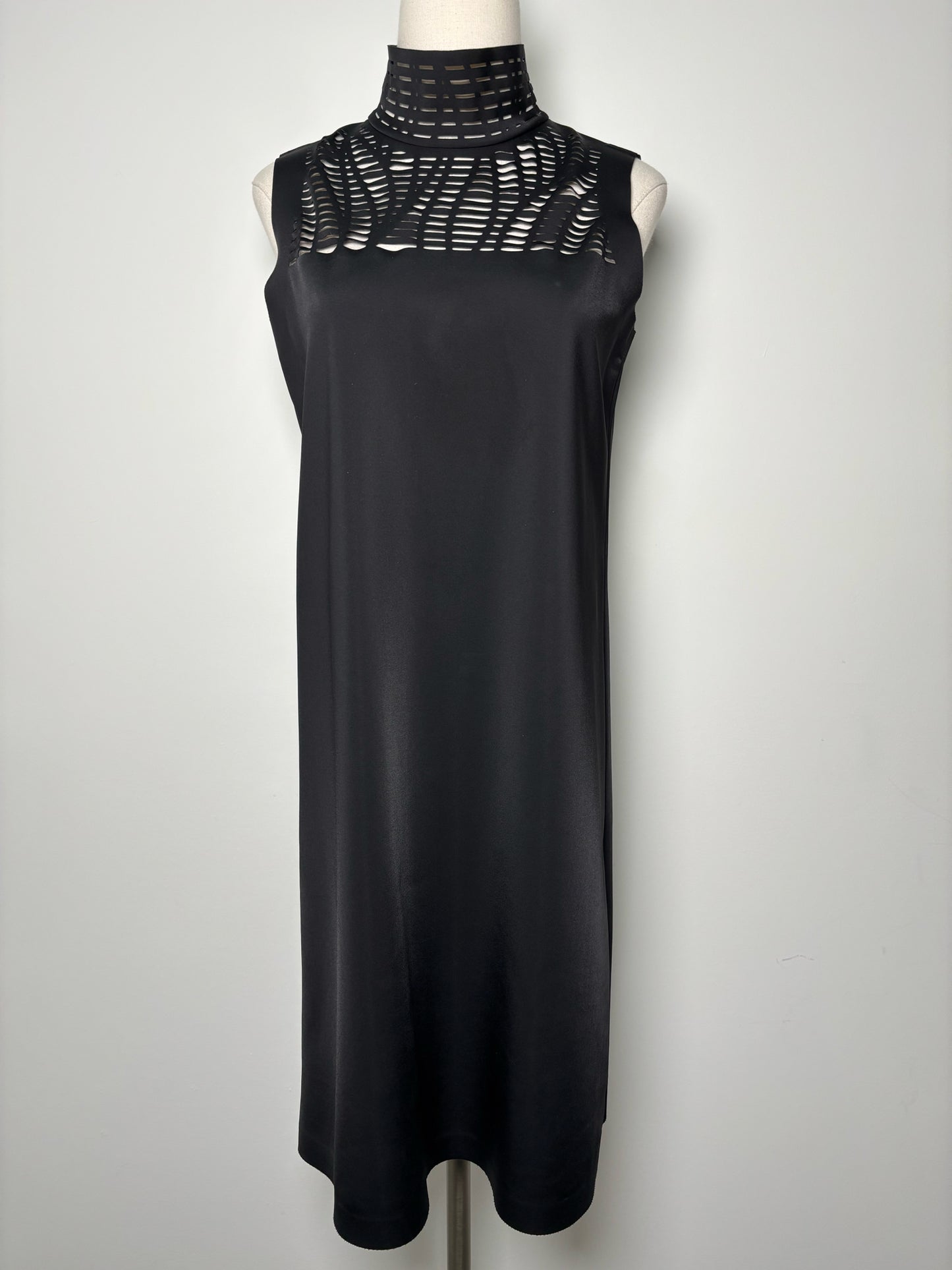 Women Size P Lafayette 148 Black Solid Polyamide Dress