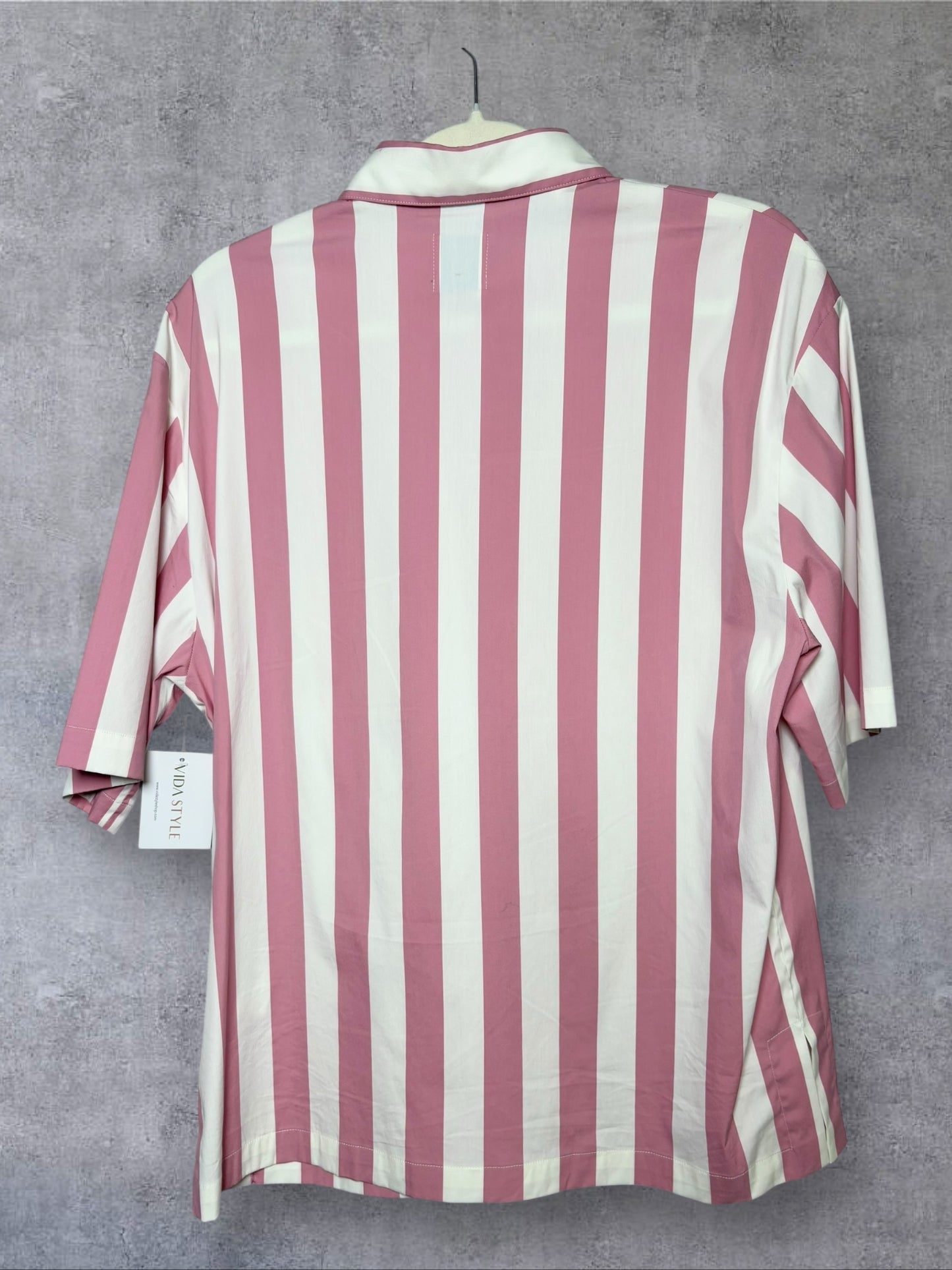 Mens Size M (Estimate) Sandro Paris Pink Cotton Blend Striped Men's Shirt