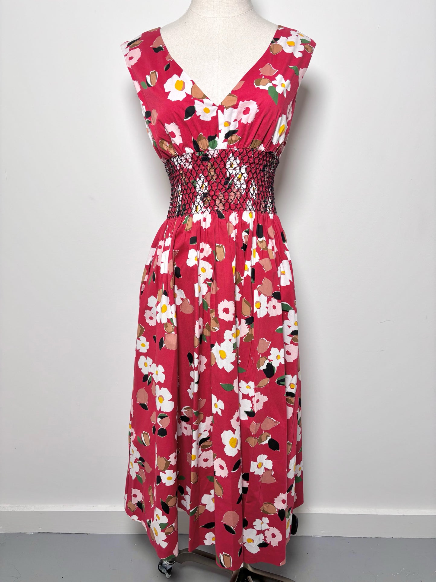 Women Size XS Kate Spade Madison Ave Red, white, black, green Floral NWT Dress