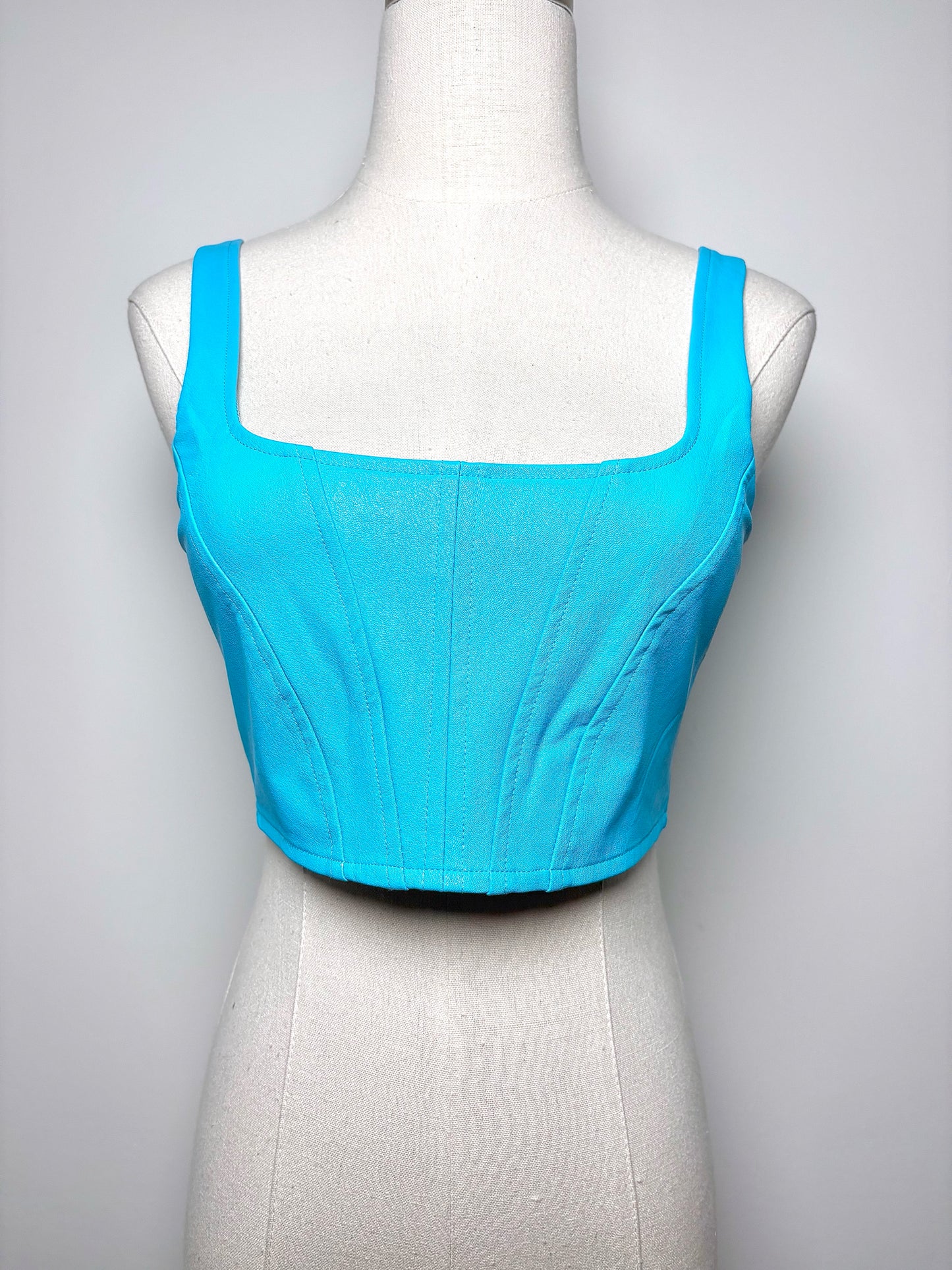 Women Size S Amanda Uprichard Turquoise Pittito Leather Cropped Top