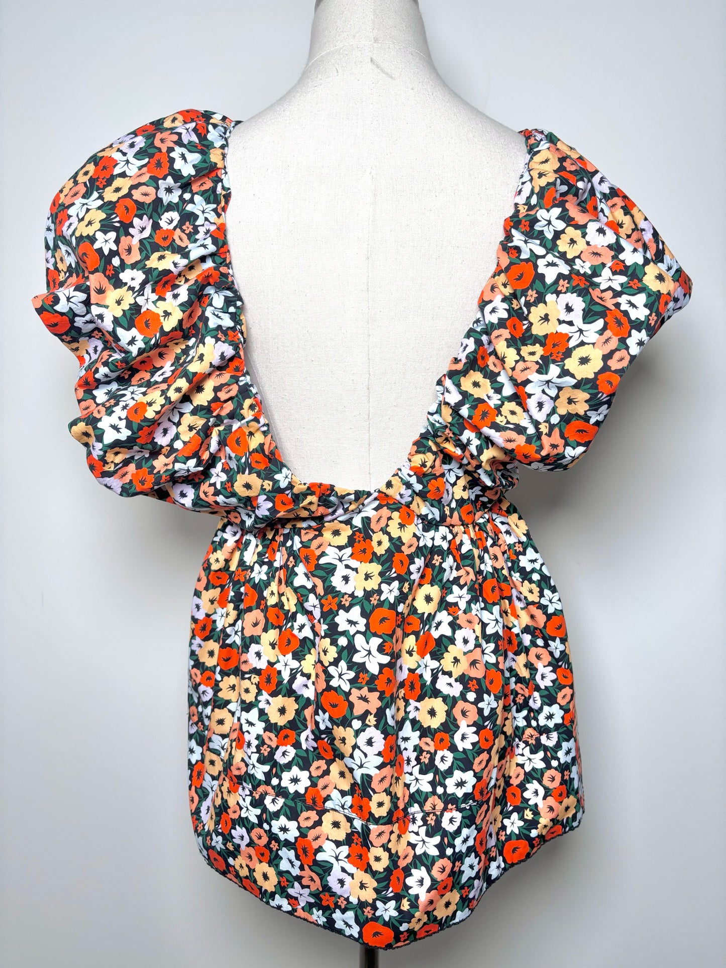 Women Size M Aguabendita Orange, green, red, blue Floral Cotton Blouse