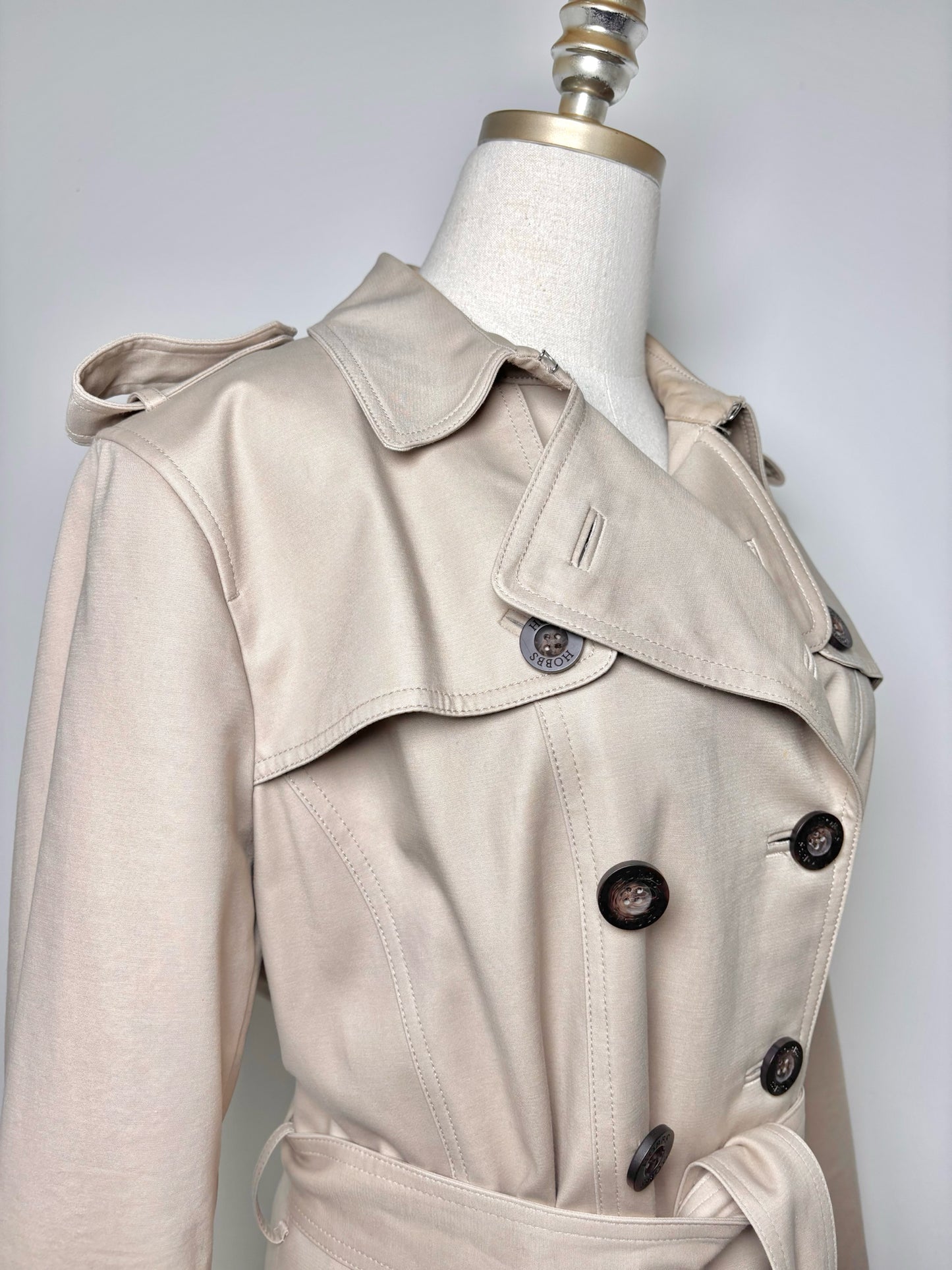 Women Size 14 Hobbs Khaki Solid Coat