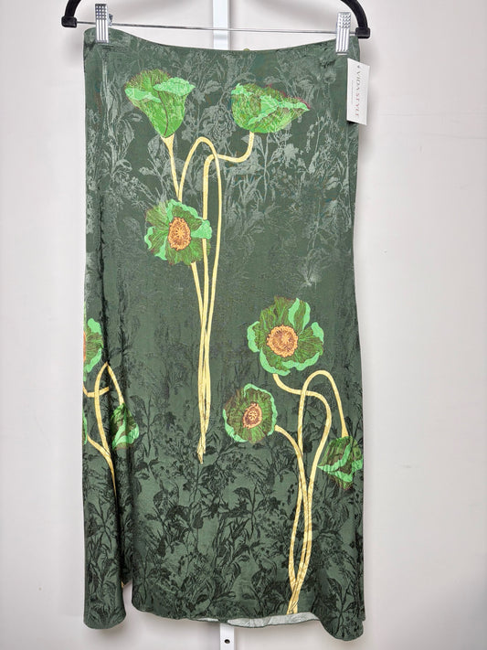 Women Size 6 Johanna Ortiz Green Floral Print Profound Passion Midi Skirt