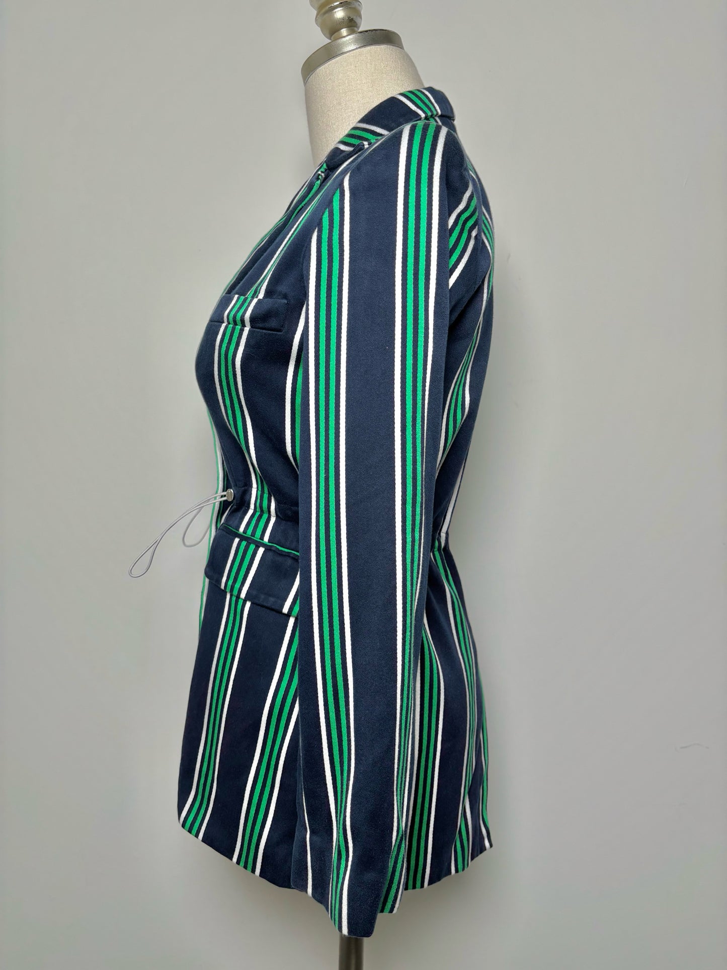 Women Size 34 victoria/tomas Blue, Green, White Stripe Blazer