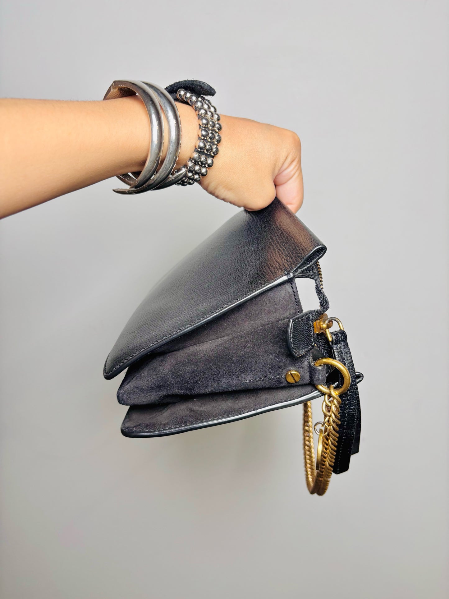 Givenchy Solid Leather Black Goatskin 3 Crossbody Purse