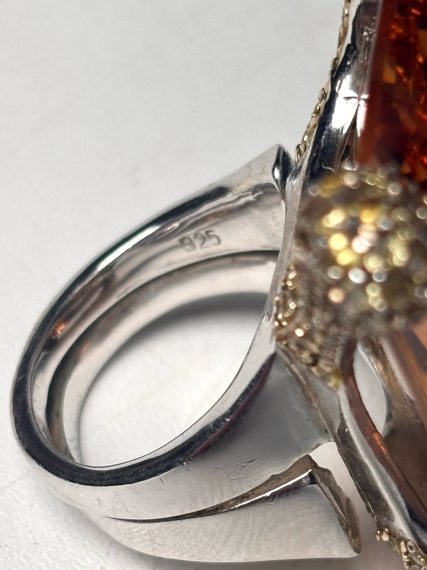 Sterling Silver Citrine Sz 6 20 Carats Sterling Silver Cocktail Ring