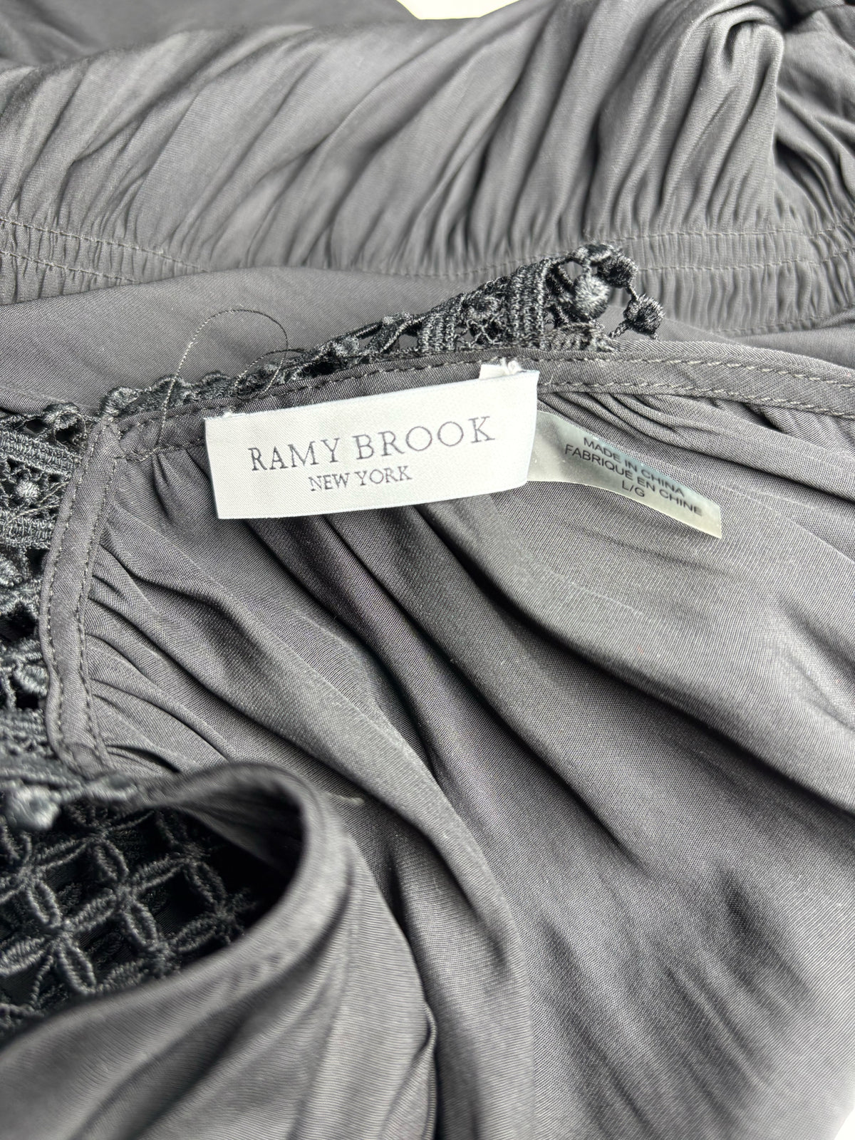 Women Size L Ramy Brook Black Solid Polyester Pre-owned Dress