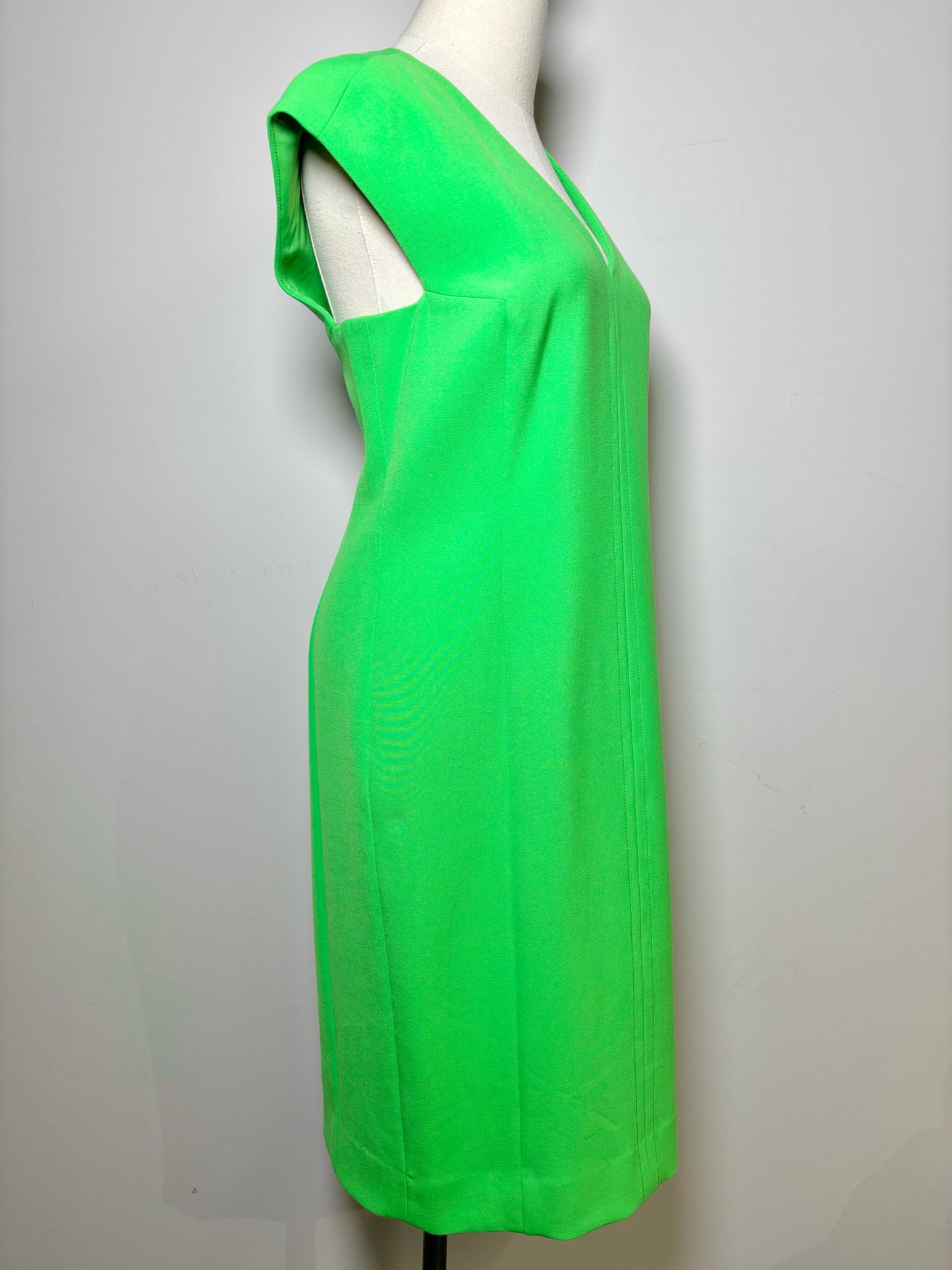 Women Size L Carlisle Lime Green Sheath Sleeveless Executive Dress
