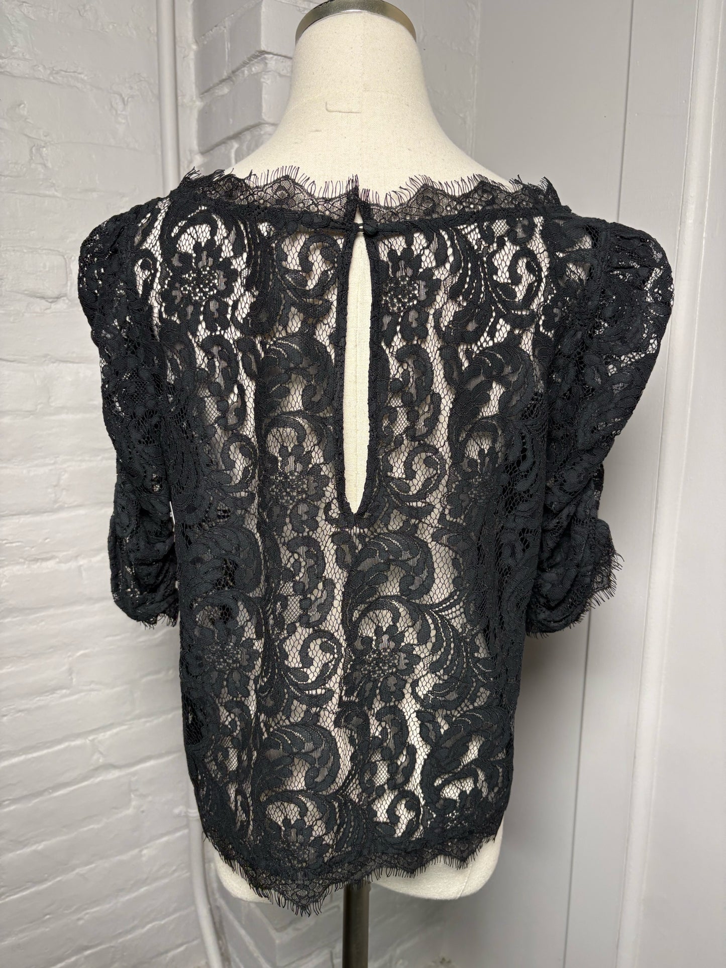 Women Size M Joie Black Lace Nylon Blend Blouse