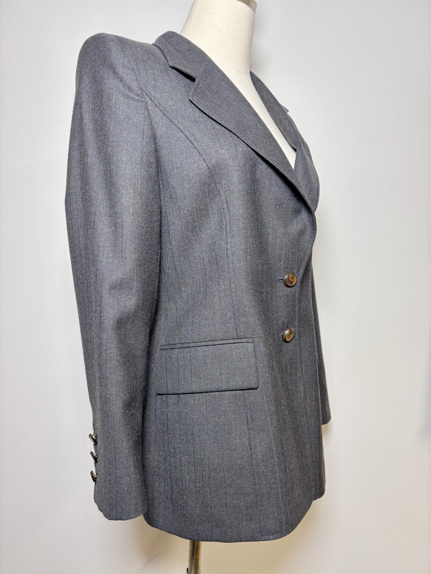 Women Size 38 Escada Black Metallic Suit