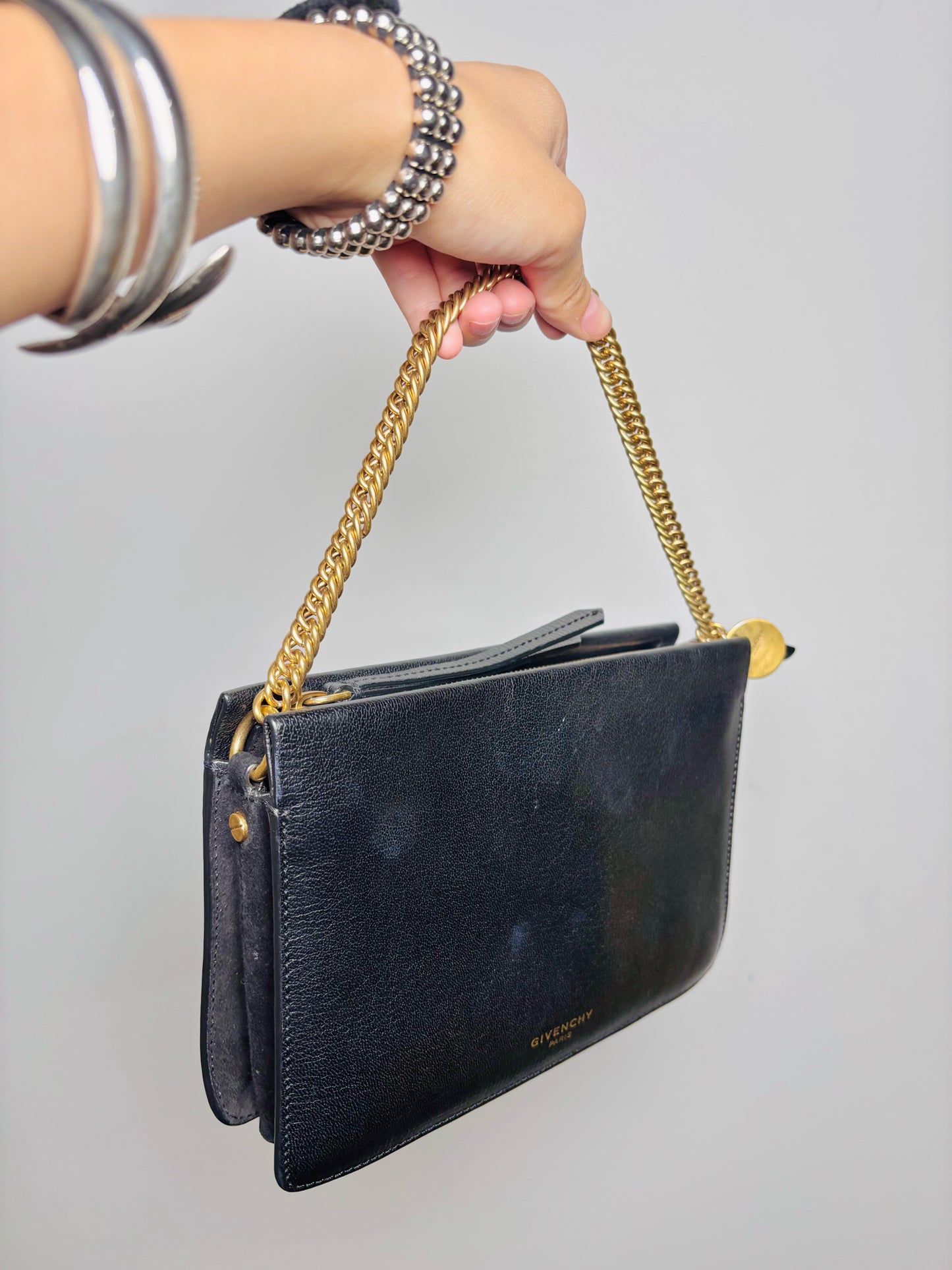 Givenchy Solid Leather Black Goatskin 3 Crossbody Purse