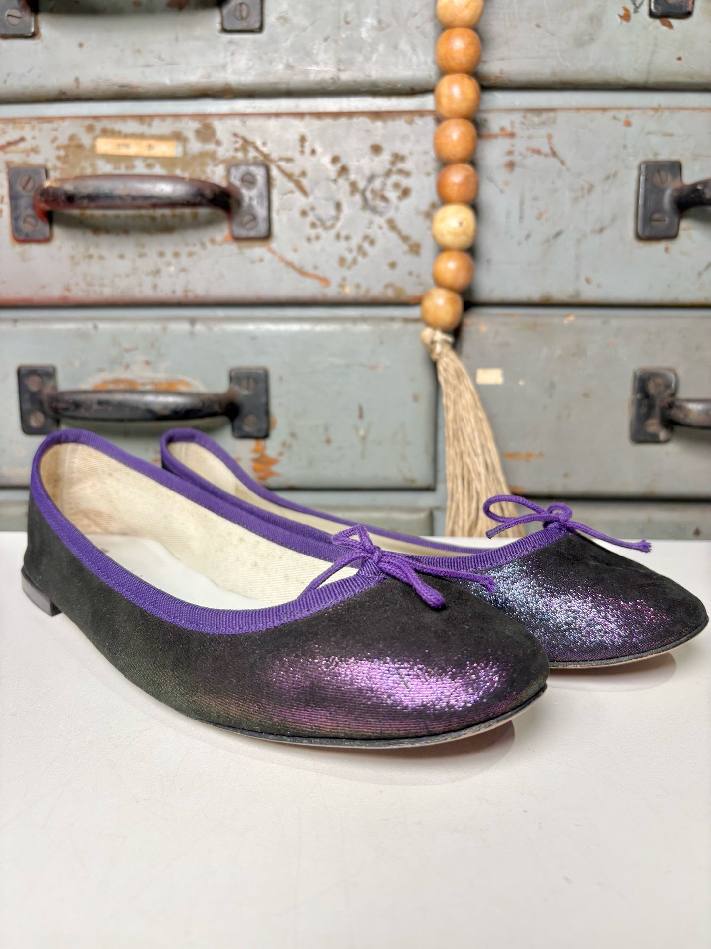 W Shoe Size 41 (10 - 10.5) Repetto Purple Leather Goatskin Flats