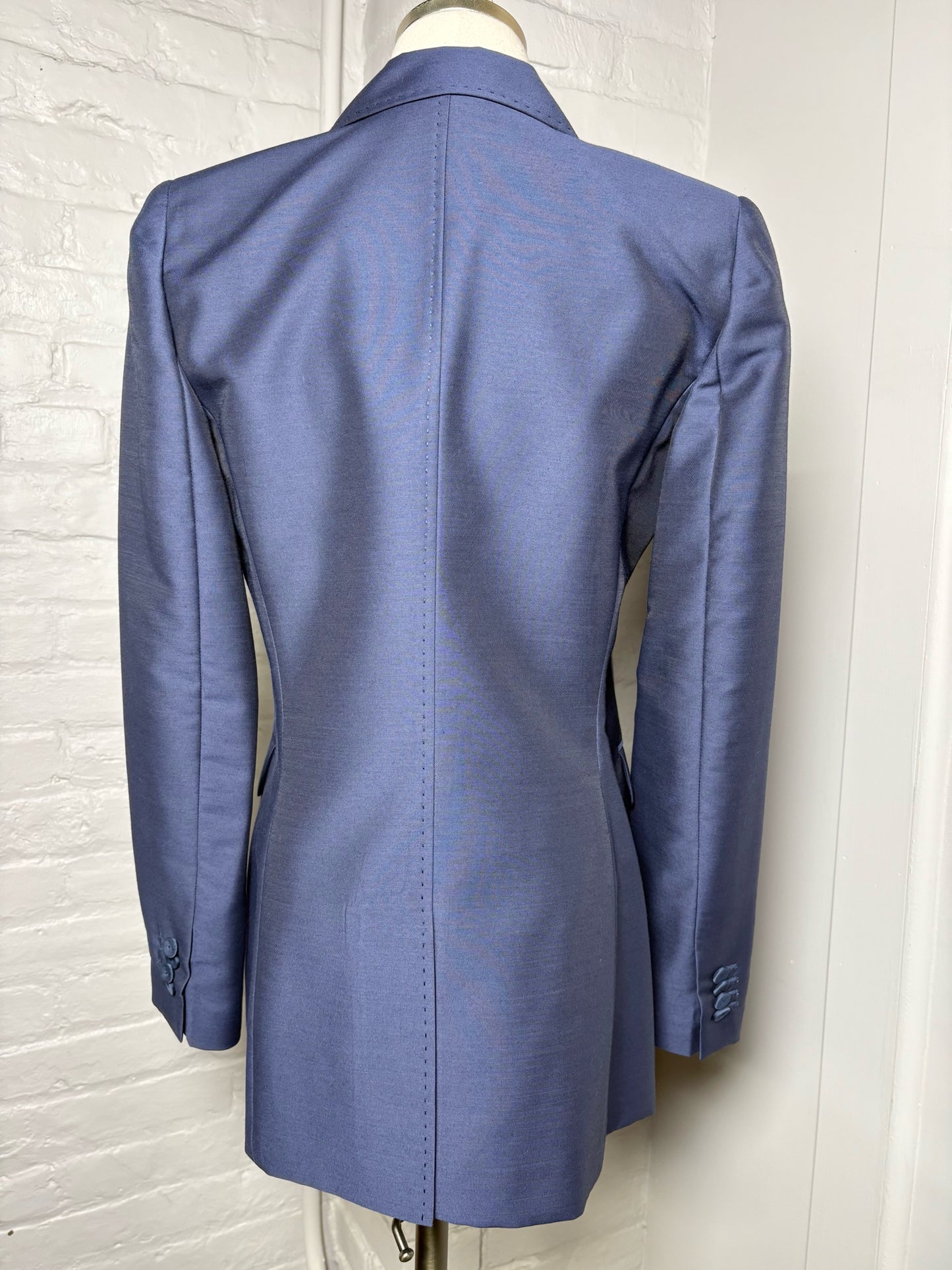 Women Size 2M Lafayette 148 Blue Wool Blend Blazer