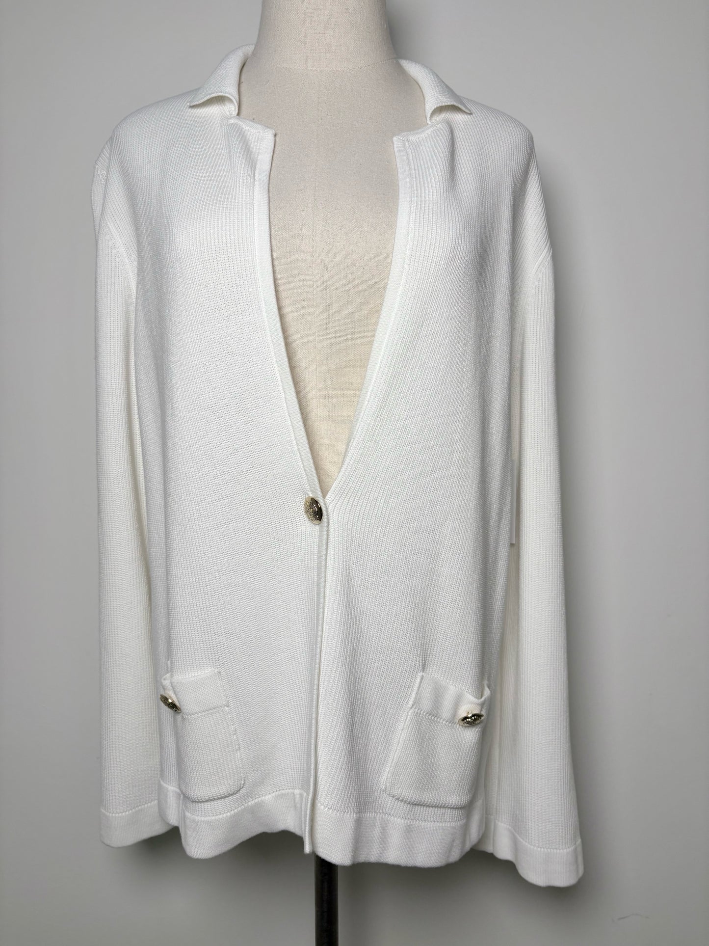 Women Size 10 Amina Rubinacci Off White Solid 100% Cotton Sweater