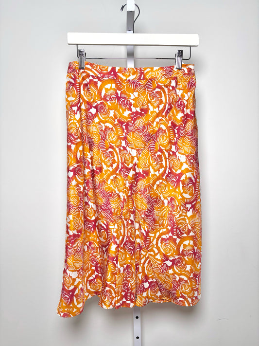 Women Size 6 Lafayette 148 Orange Floral Print Skirt