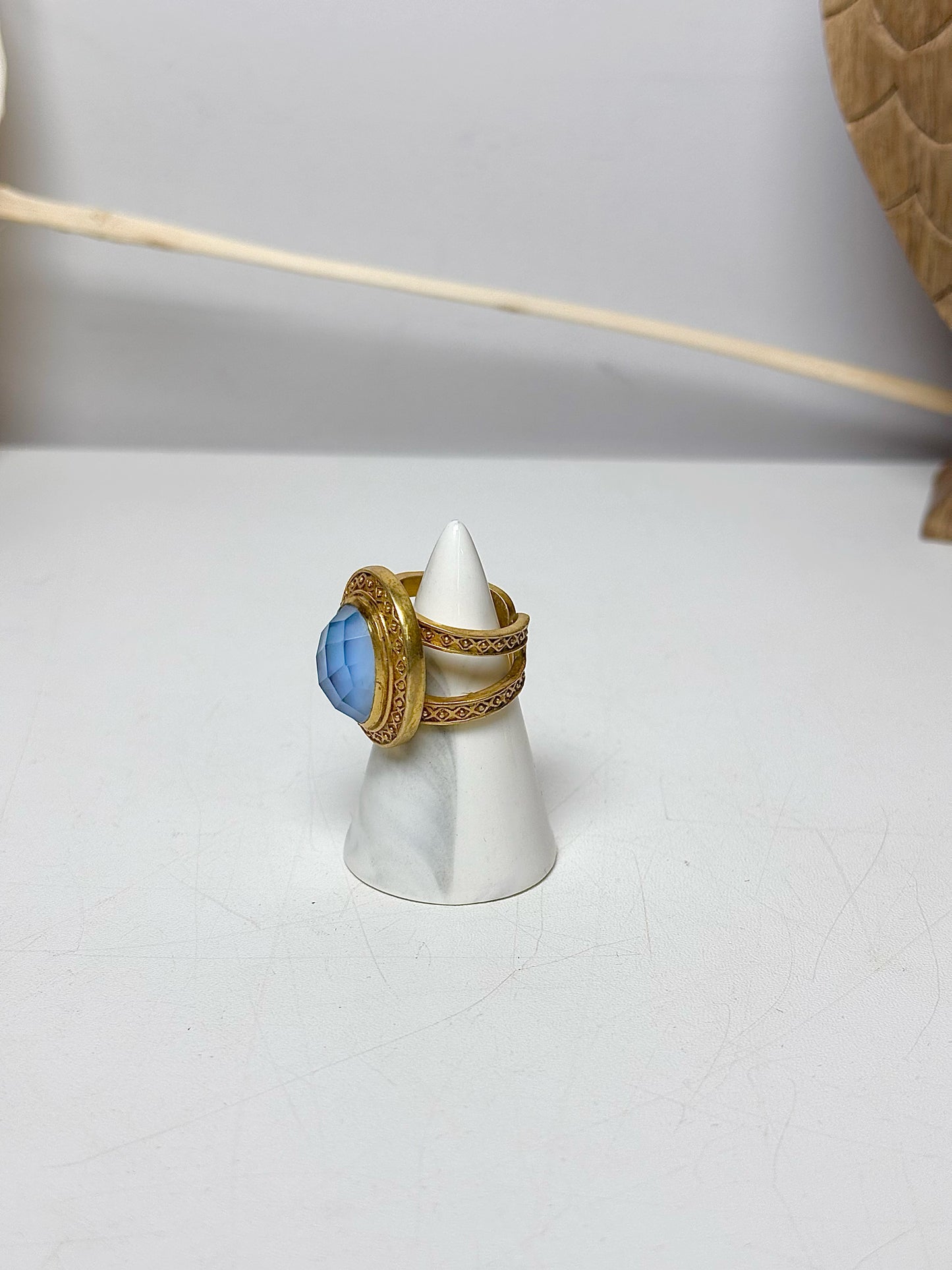 Gold Julie Vos Chalcedony Blue 5.5 24K Gold Plated Ring