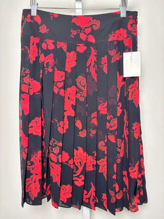 Women Size 6 Tory Burch Red, Black Floral Print Skirt