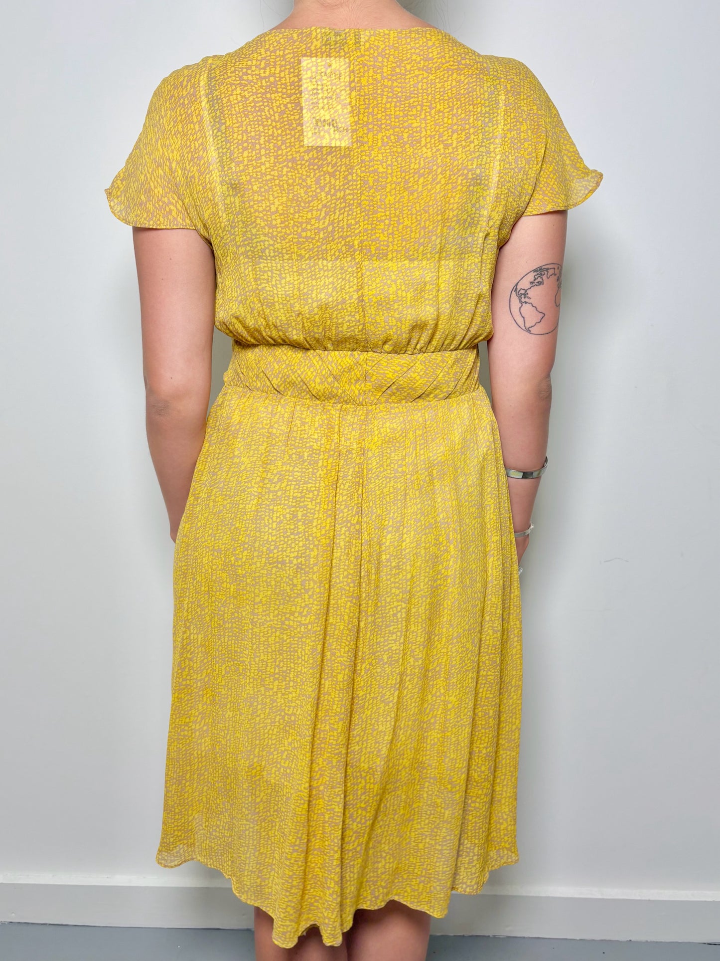 Women Size L L.K. Bennett Yellow Floral Print Dress