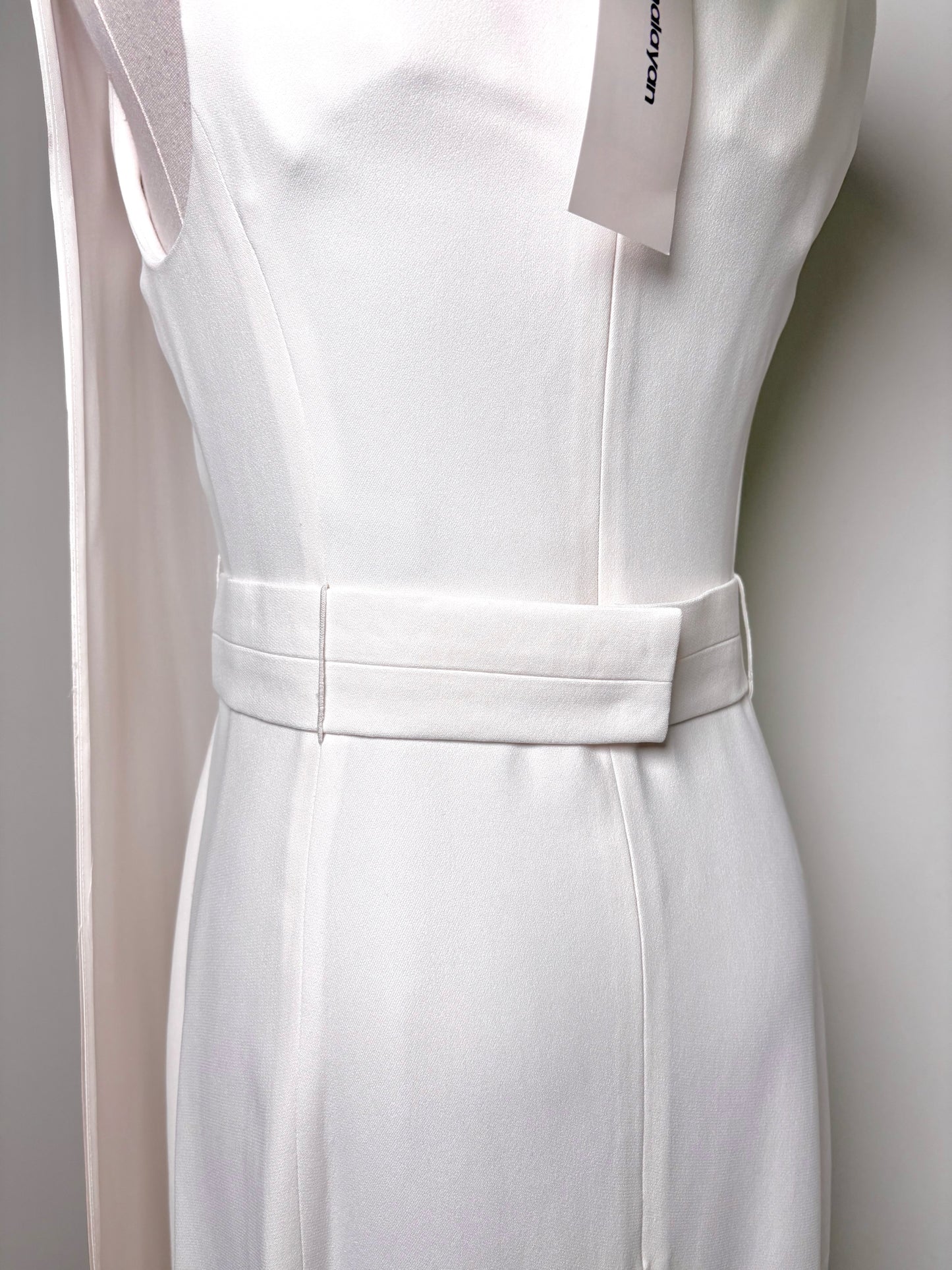 Women Size 42 ( 6 US) Hussein Chalayan Ivory w/Green Block Colorblock Silk Gown