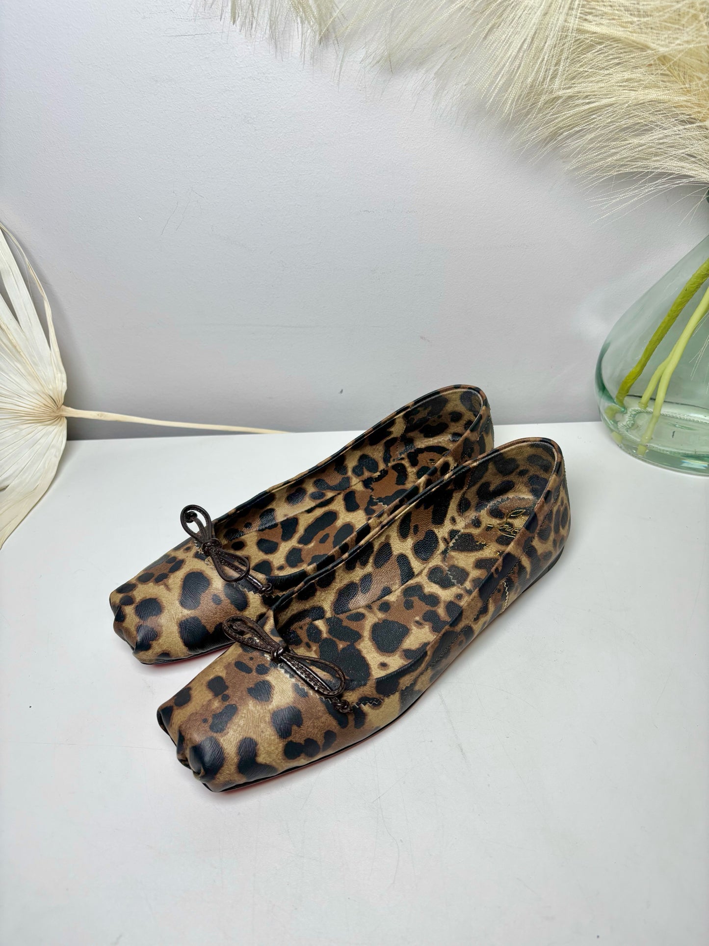 W Shoe Size 10 Christian Louboutin Brown, Black Leopard Print NWT Flats