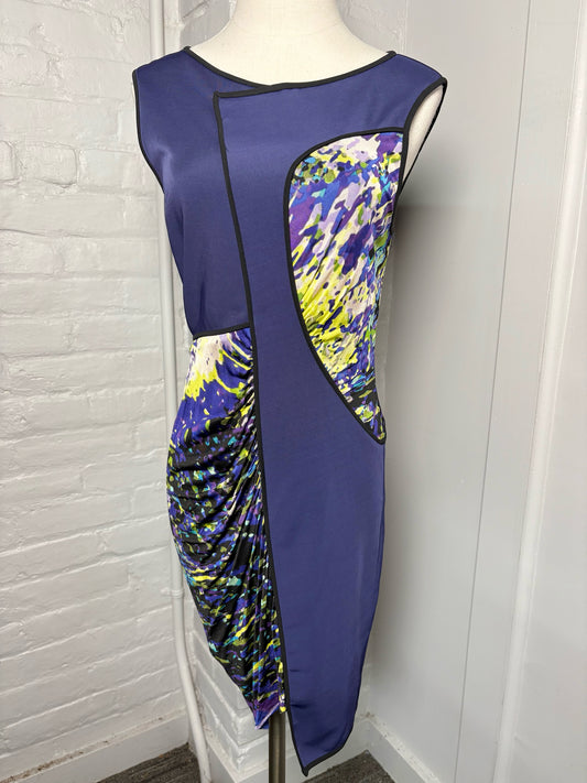 Women Size XS BCBG Max Azria Purple, green, blue Print Polyester Dress