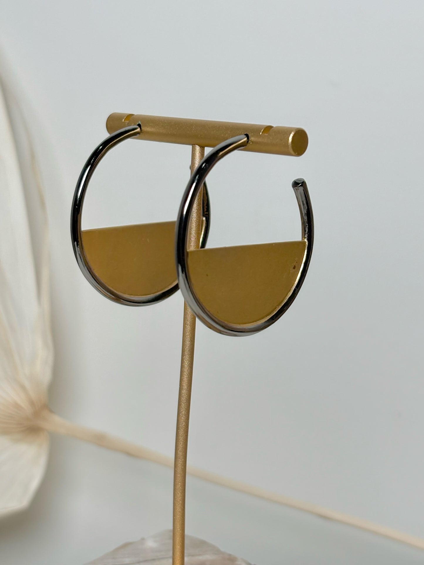 St. John Matte Gold Hoops Silver Tone Earrings