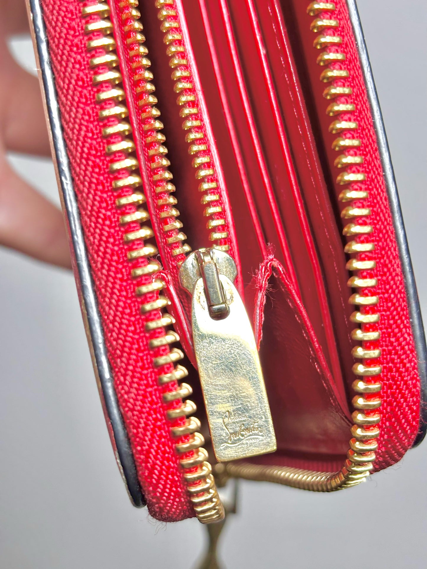 Leather Christian Louboutin Leather Red, Tan Small Wallet