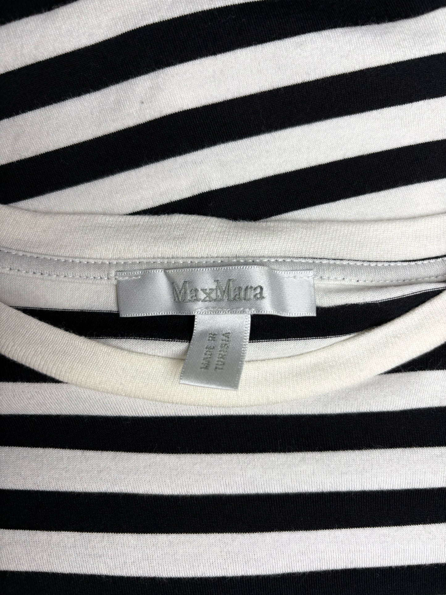 Women Size M Max Mara Black/White Striped, Embroidered Cotton Pre-owned T-shirt