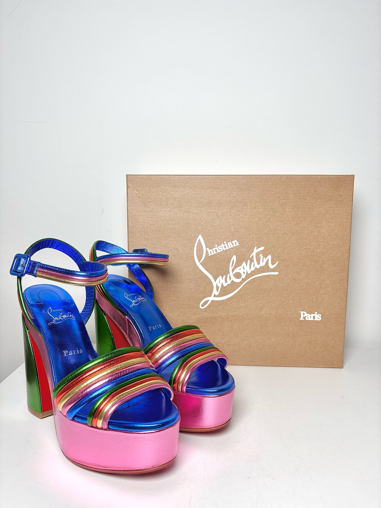 W Shoe Size 41 Christian Louboutin Rainbow Leather NWOT Heels