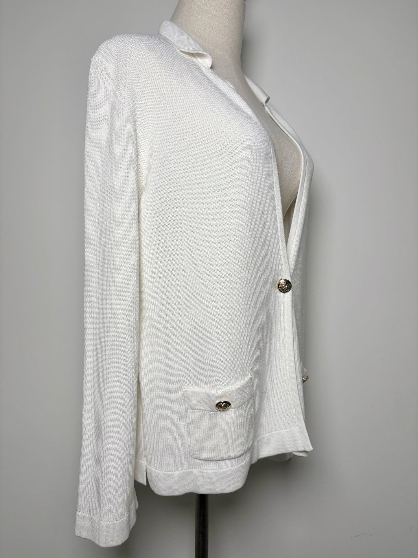 Women Size 10 Amina Rubinacci Off White Solid 100% Cotton Sweater