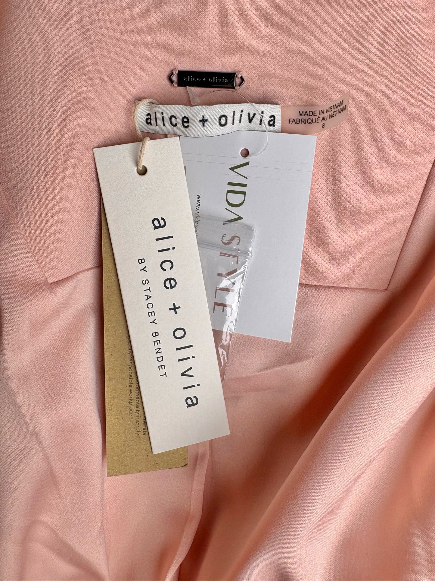 Women Size 8 Alice + Olivia Light Pink Solid Polyester Blend Jacket