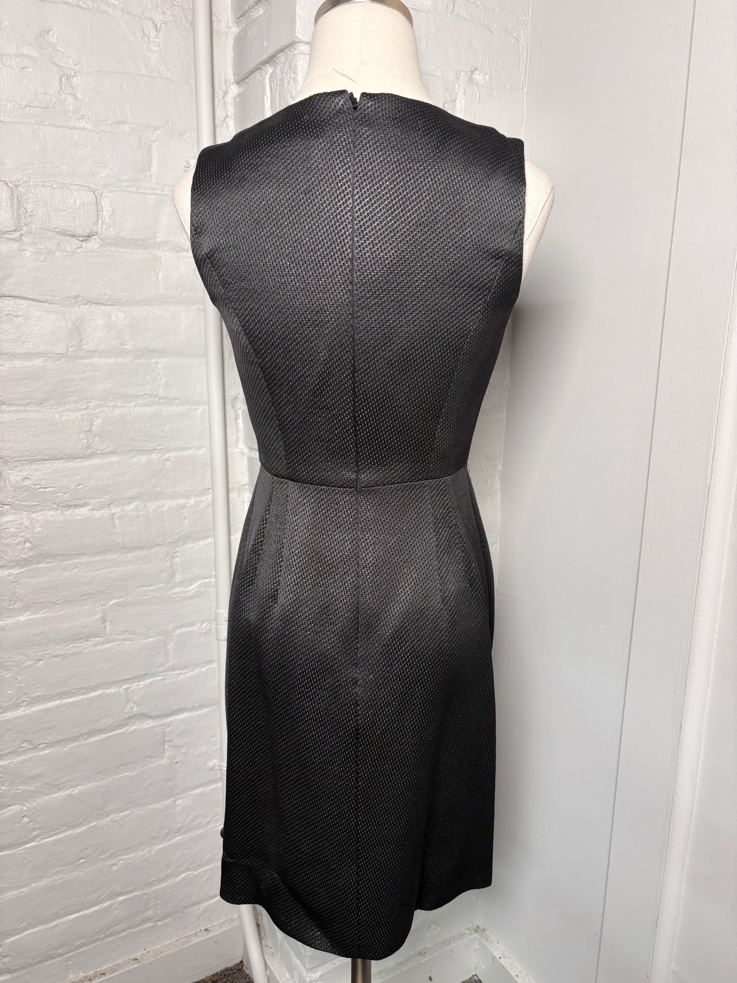 Women Size 2 Carmen Marc Valvo Black Solid Wool, Silk Dress