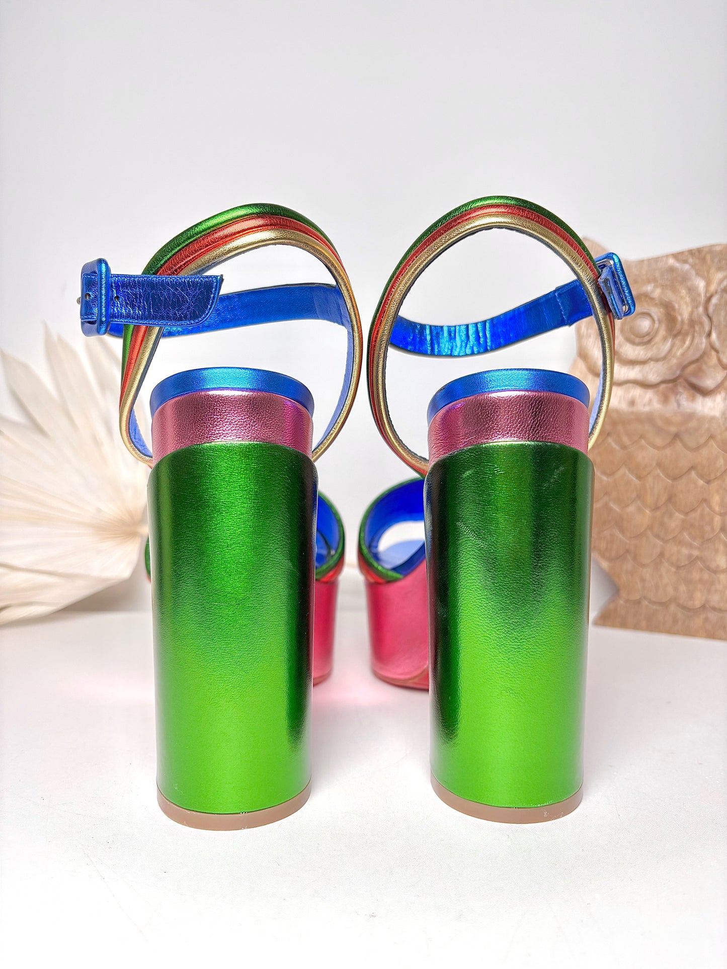 W Shoe Size 41 Christian Louboutin Rainbow Leather NWOT Heels