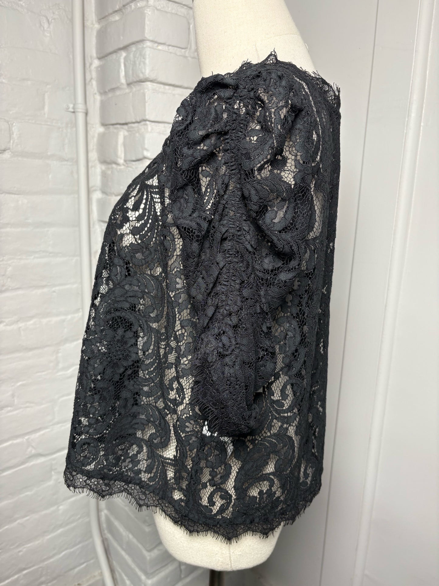 Women Size M Joie Black Lace Nylon Blend Blouse