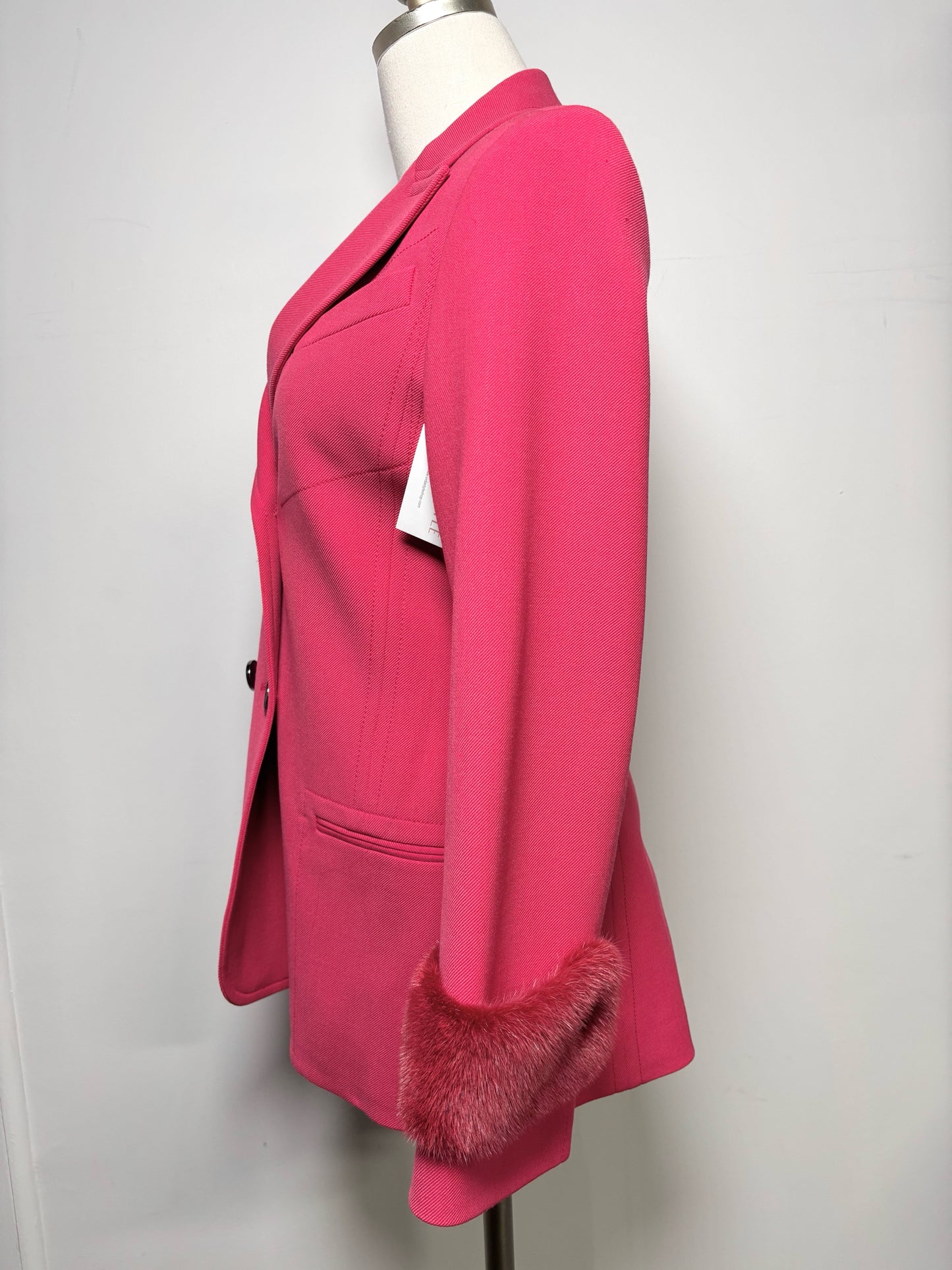 Women Size 40 (4, US) Fendi Pink Solid, Fur Trim Sweater