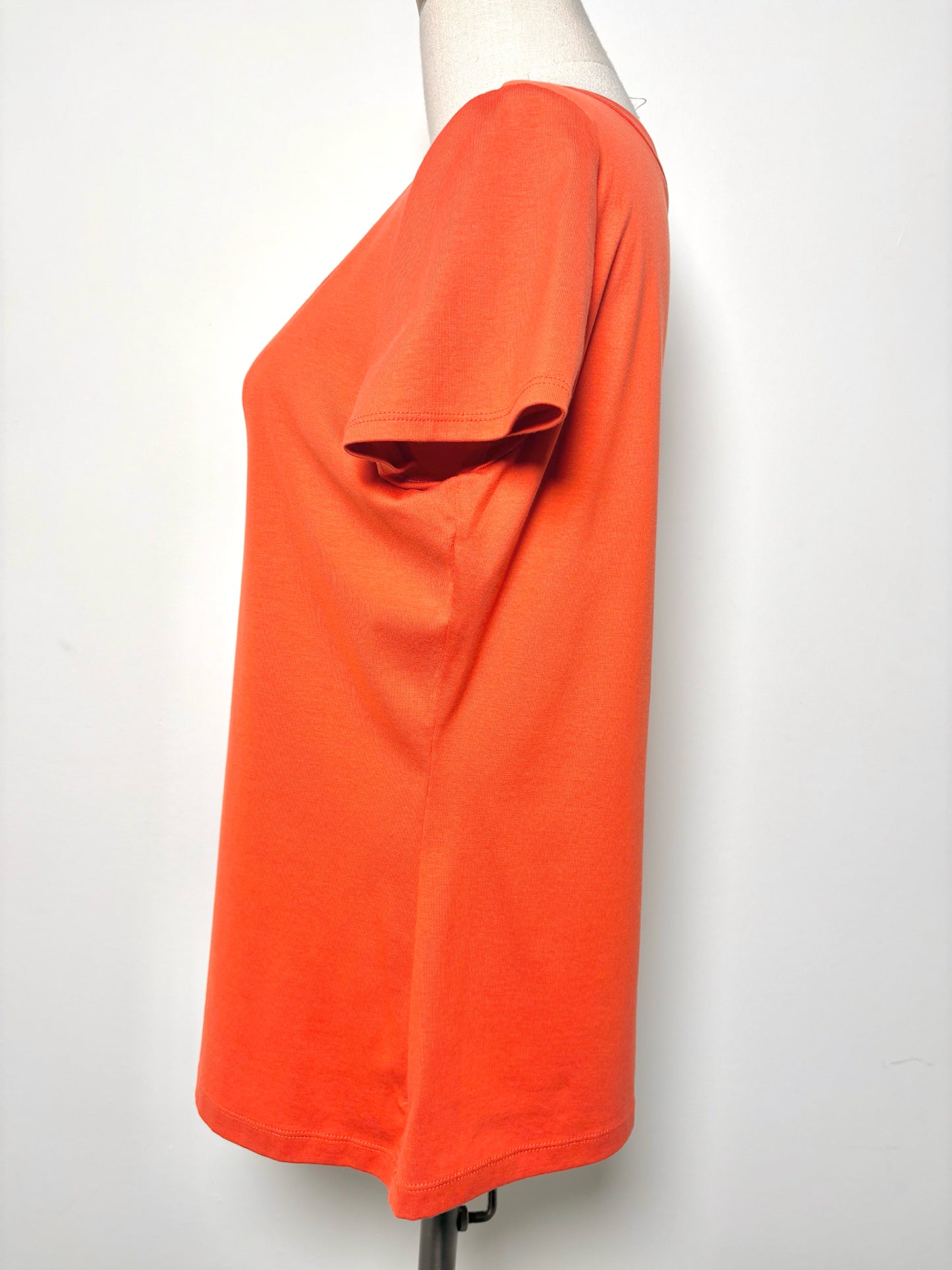 Women Size L Lafayette 148 Orange Solid Cotton Shirt
