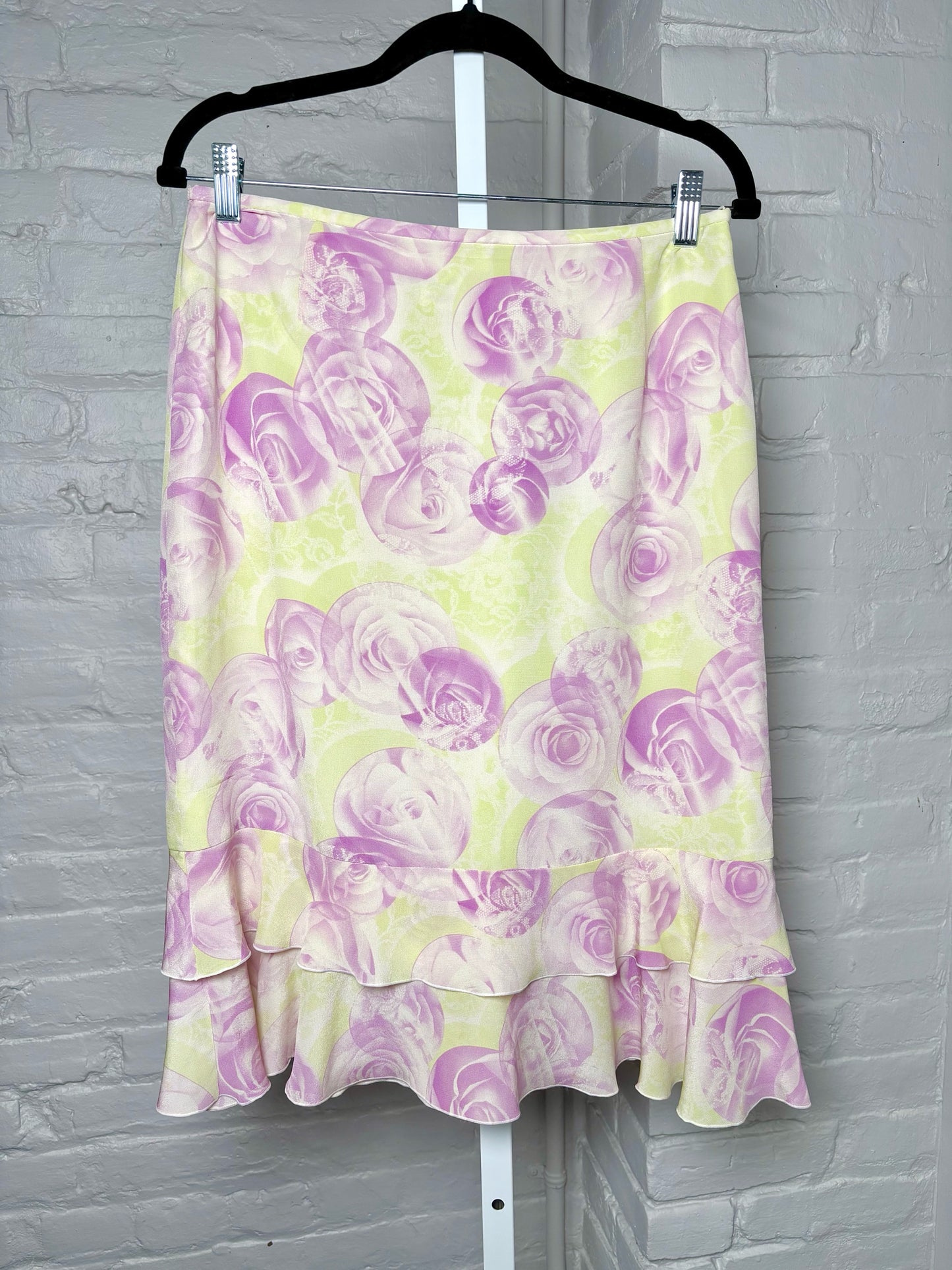 Women Size 40 Escada Yellow, purple, pink Floral Skirt