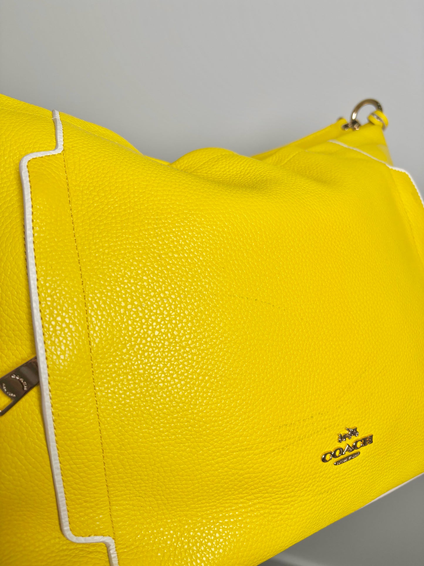 Coach Leather Yellow Pebble Grain Leather Scout Hobo Bag