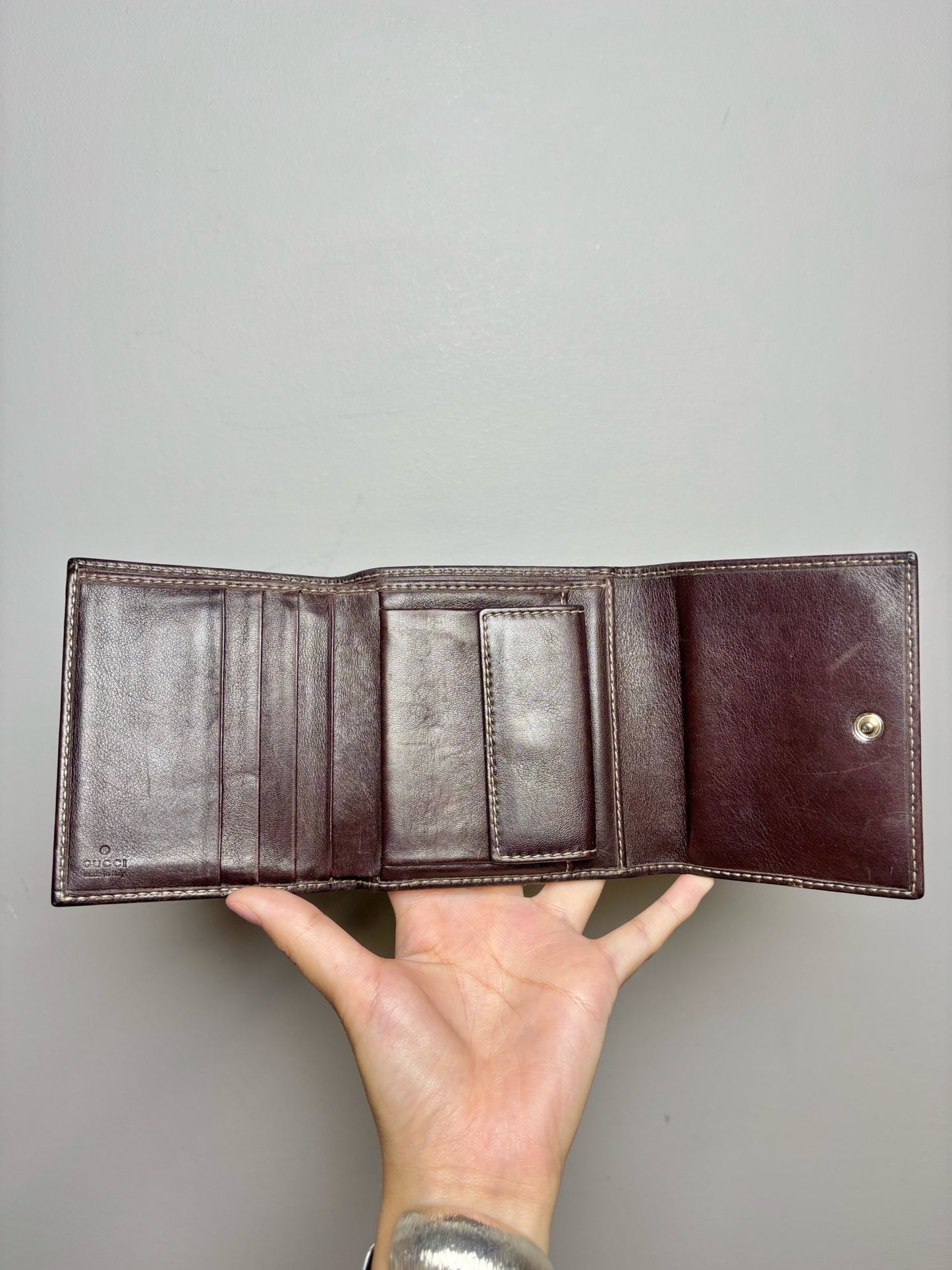 Gucci Canvas Tri Fold Dark Brown Gucci GG Monogram Wallet