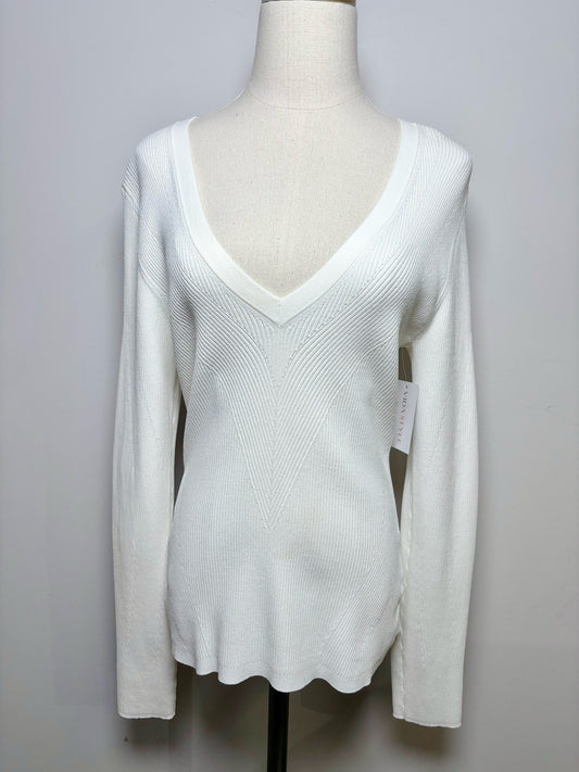Women Size L Veronica Beard Cream Callie L/S Ribbed Sweater
