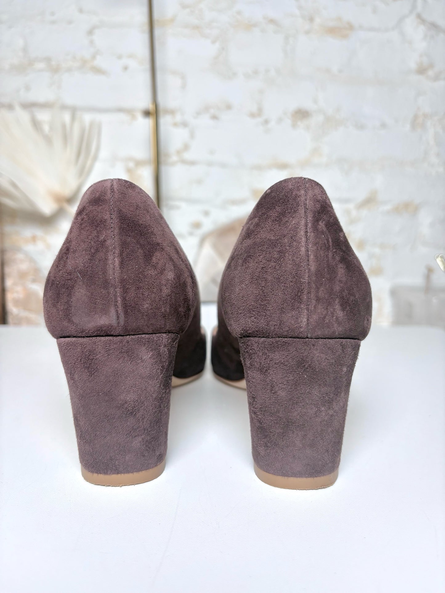 W Shoe Size 38.5 Rupert Sanderson Dark Brown Suede Pre-owned Pump