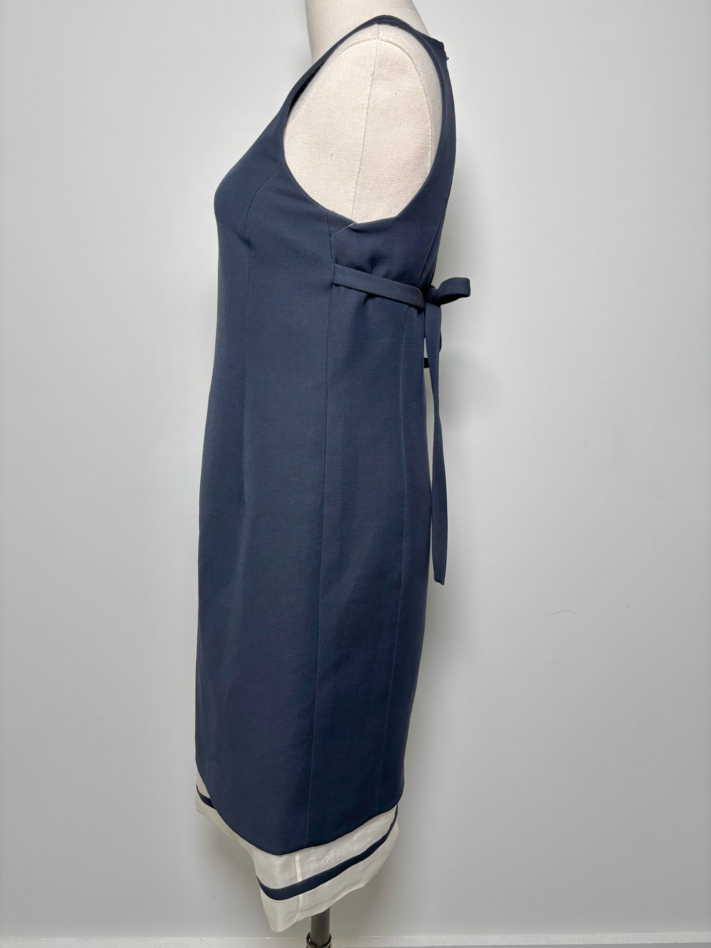Women Size 6 Ralph Rucci Navy Solid Wool, Silk Fit & Flare Dress