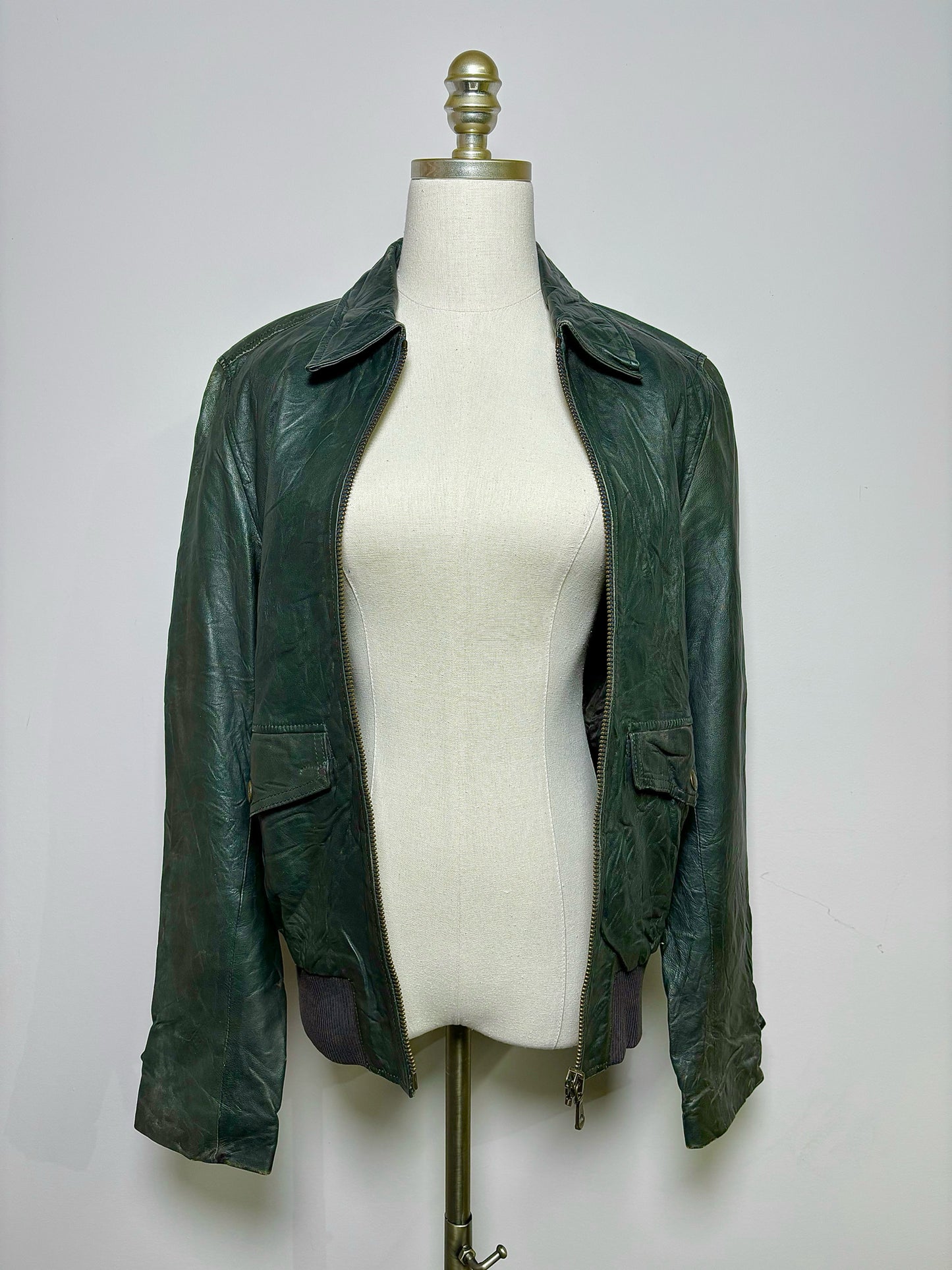 Women Size S Dolce & Gabbana Green Solid Leather Jacket