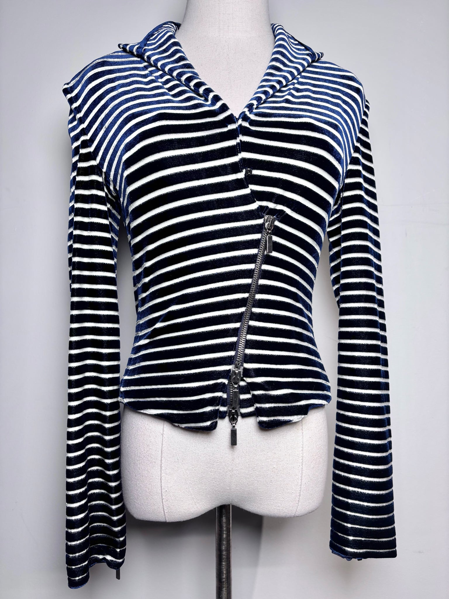 Women Size 4 (S) Giorgio Armani Blue, White Striped Bustier