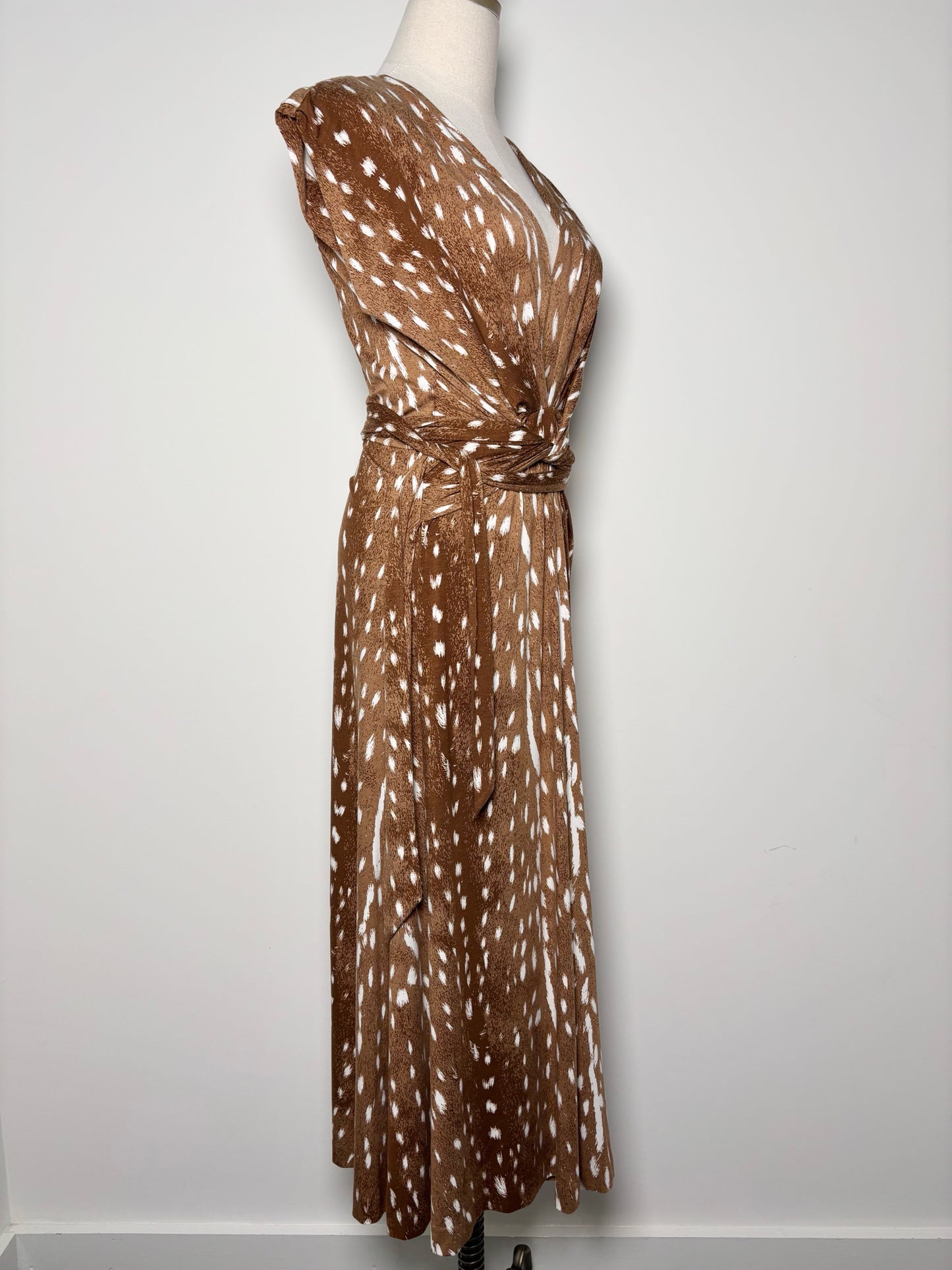 Women Size M Diane Von Furstenberg Brown, Cream Abstract Print Midi Dress