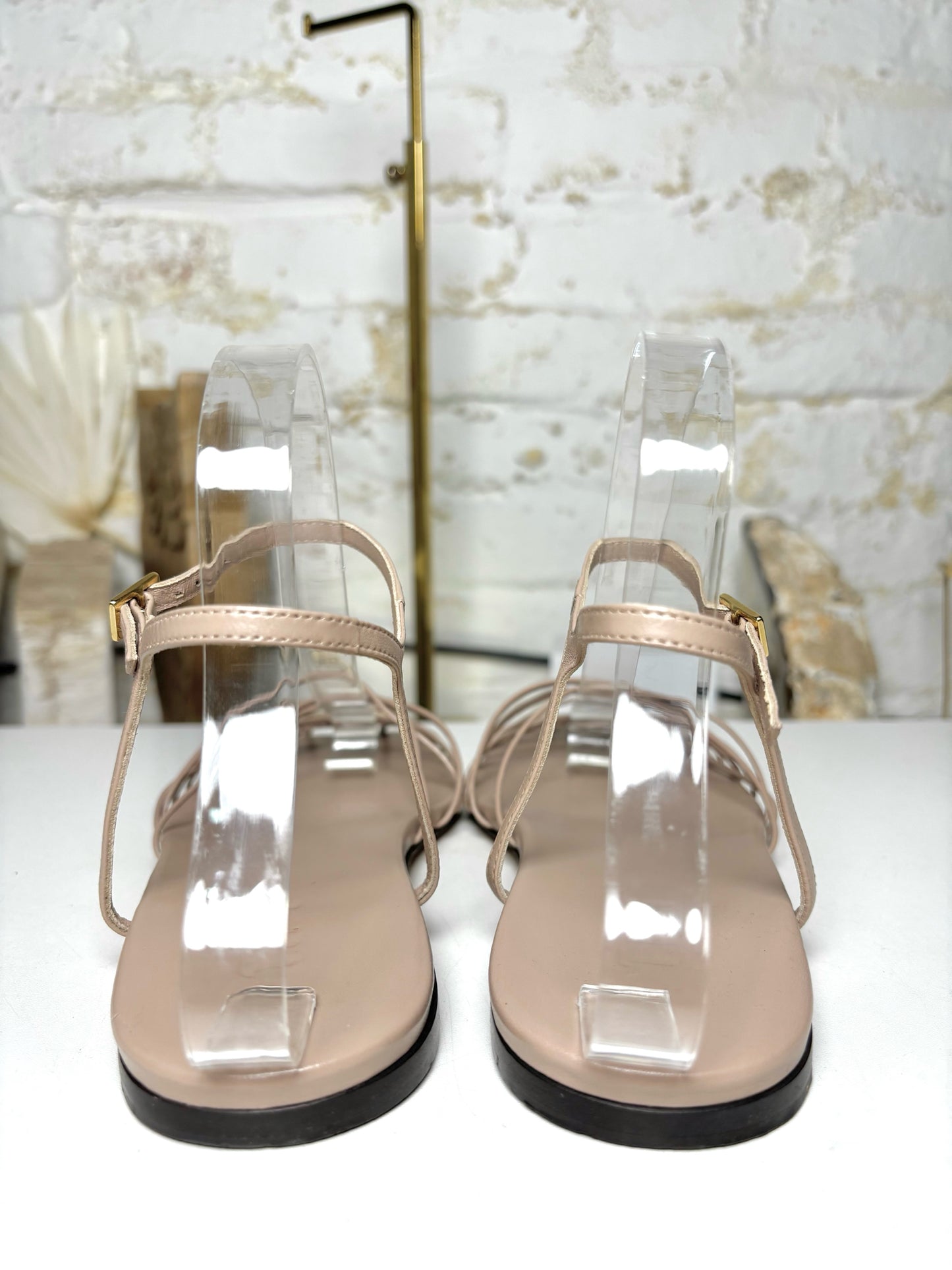 W Shoe Size 37.5 Tibi Taupe Leather Cowhide Sandals