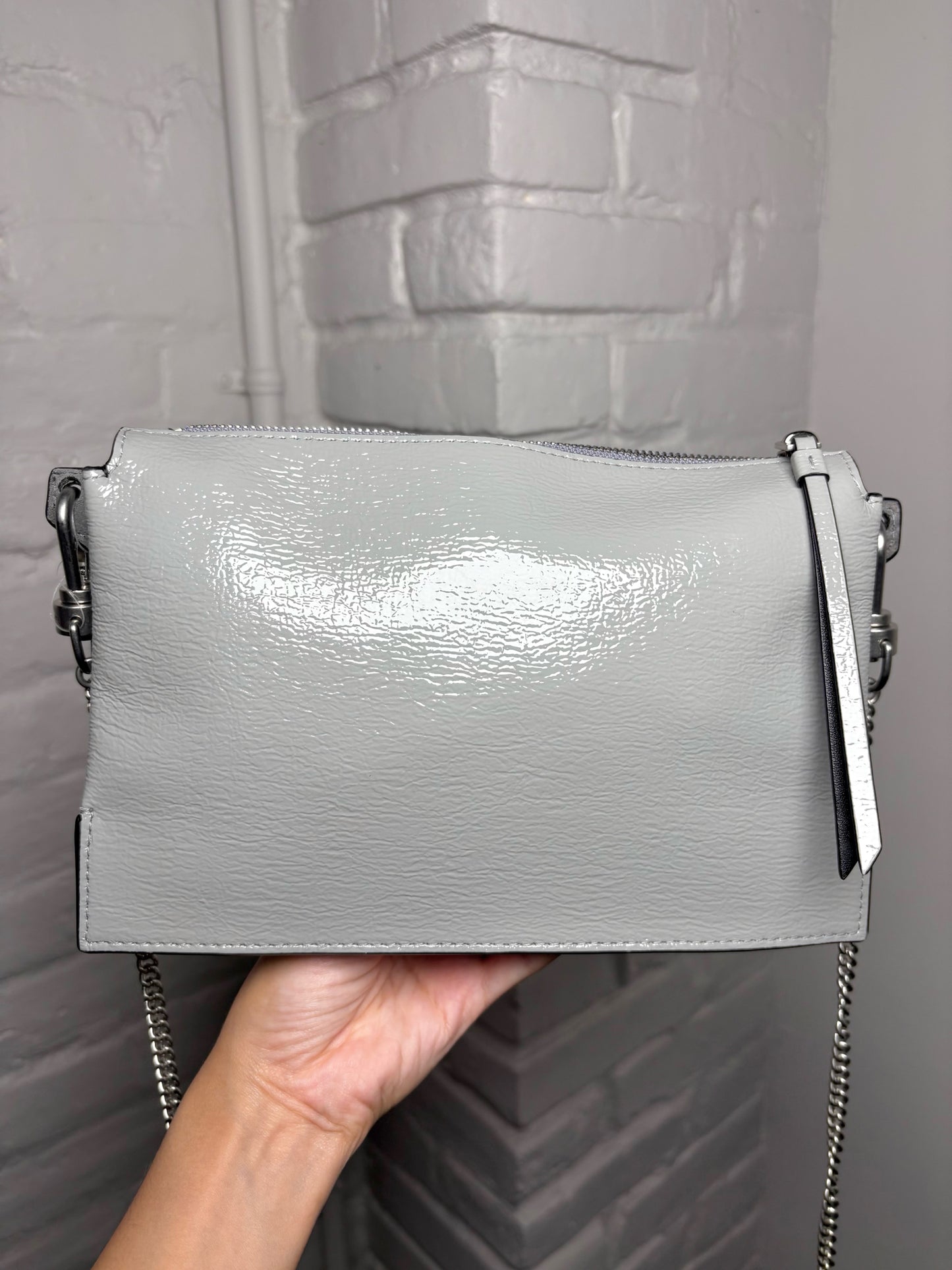 Leather AllSaints Solid Leather Light Gray Small Purse