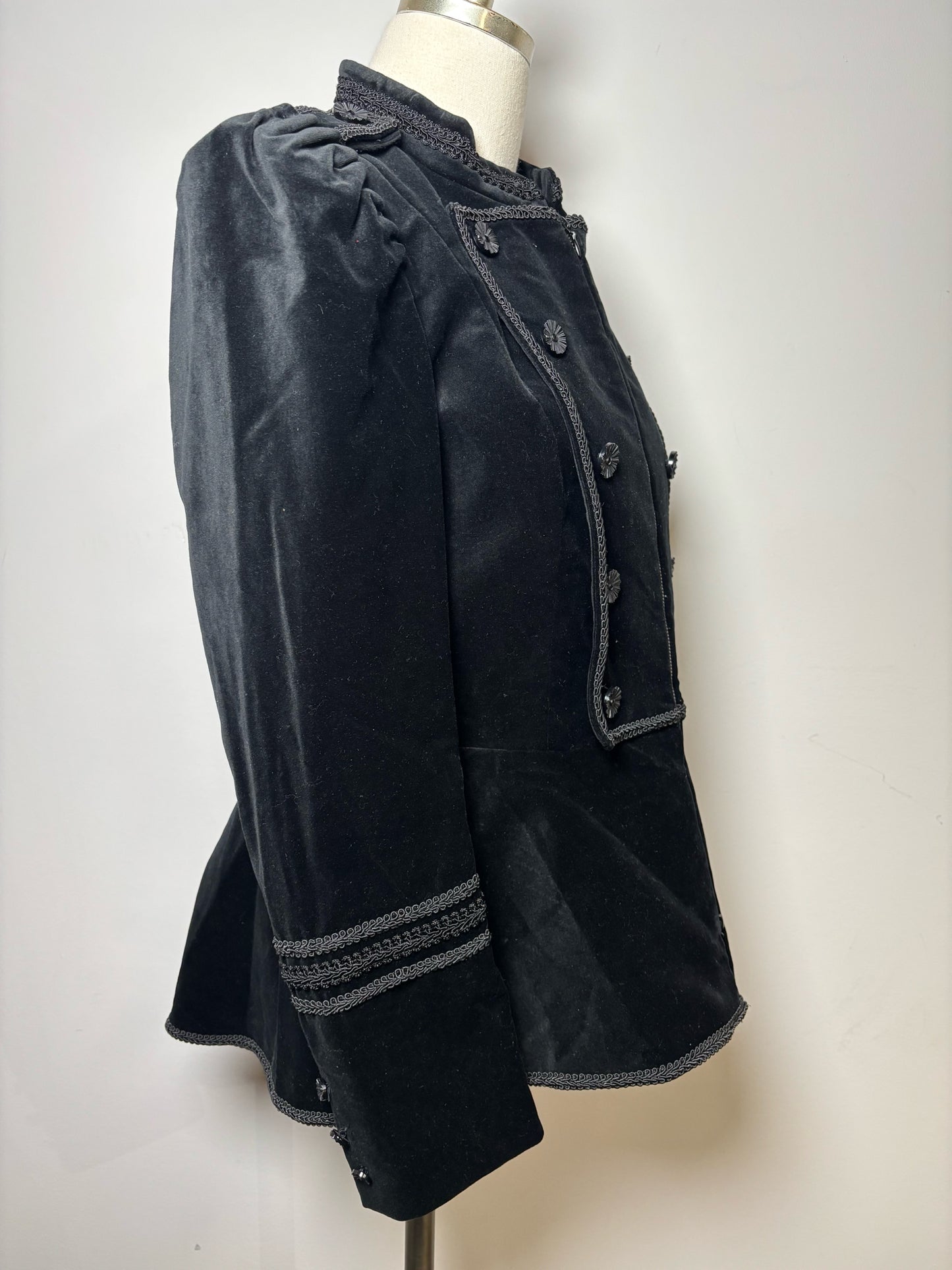 Women Size L Anne Fontaine Black Solid Velvet NWT Military/Symphonie Jacket